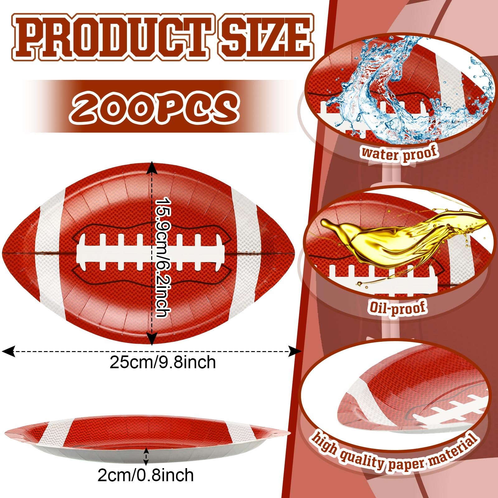 Zubebe 200 Pcs Football Paper Plates Disposable Football Party Supplies Snack Sports Plates Football Birthday Party Favors Dispo