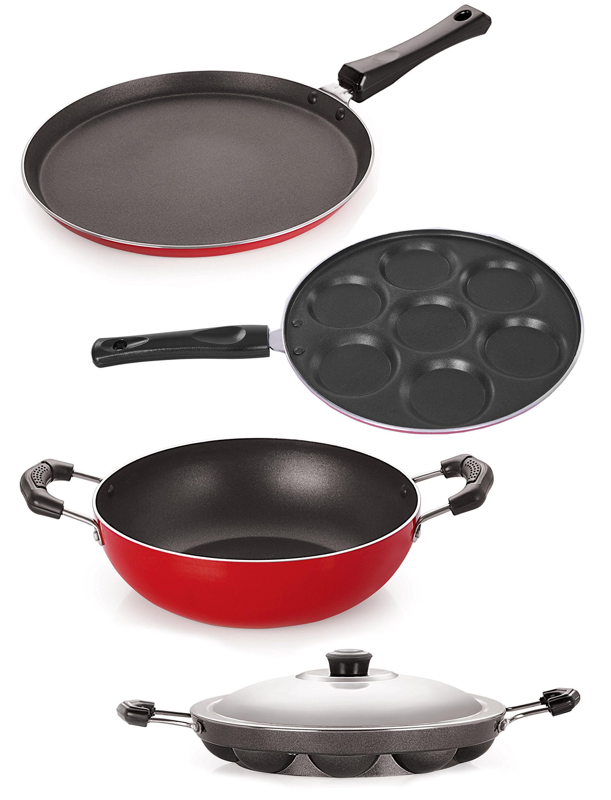 Nirlon NonStick Aluminum Kitchen Cookware Combo Pots And Pans Gift Set 4Piece