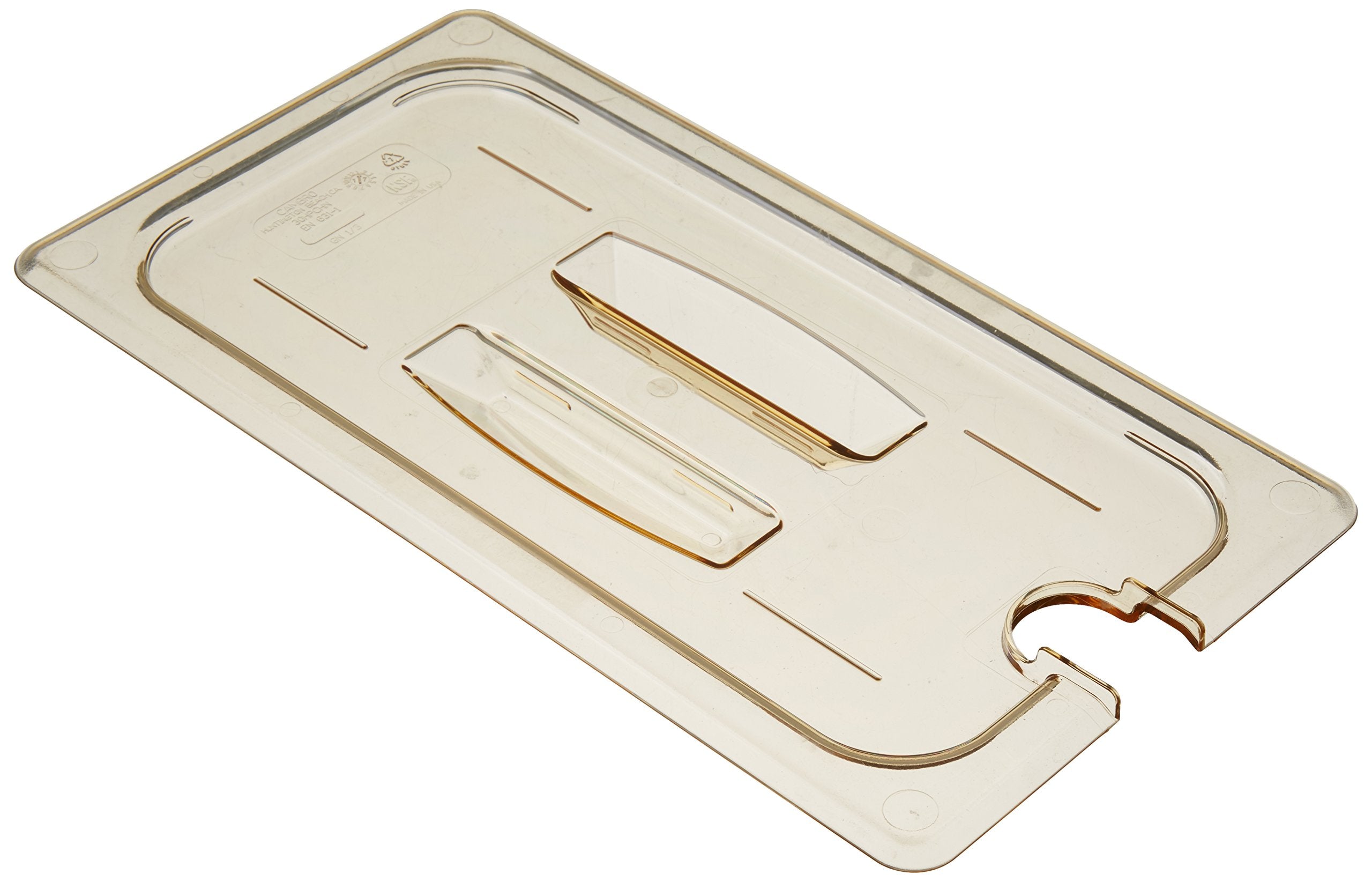 Cambro 30Hpchn150 Amber 1/3 Size Notched H-Pan Cover With Handle