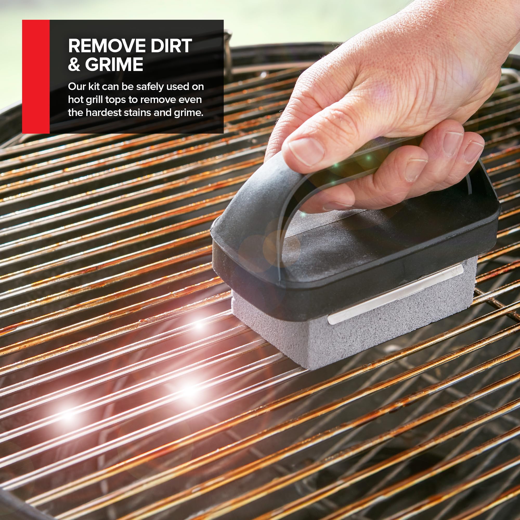 15-Piece Griddle Cleaning Kit, 10 Scouring Pads, 2 Grill Stone Bricks, 1 Indoor Grill Scraper, 2 Handles, Griddle Cleaner Kit Fo