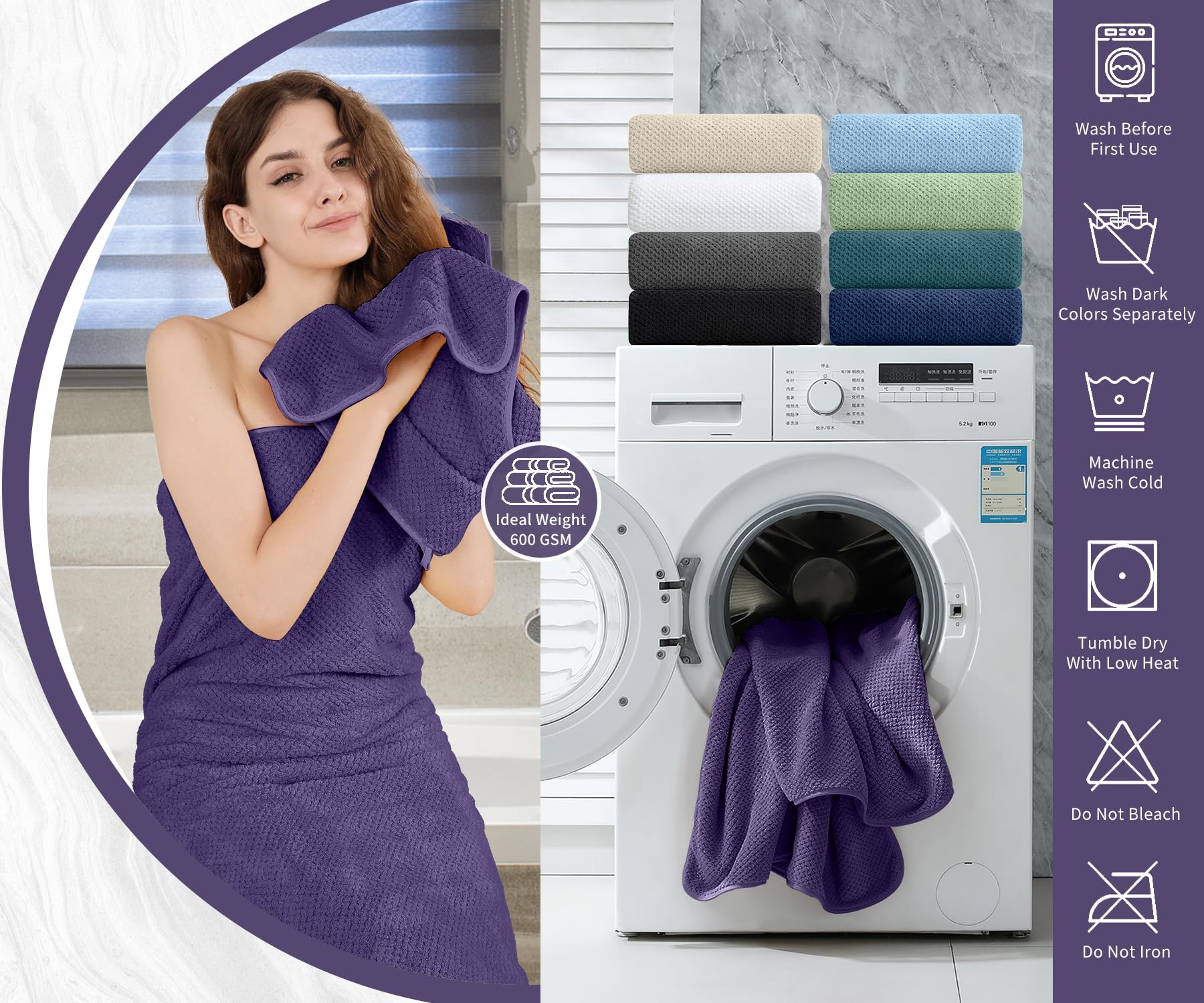 Maggea Extra Large Bath Towel Set Of 4 (35''X70''),Oversized Bath Sheet Super Soft Highly Absorbent Jumbo Bathroom Towel Set Mic