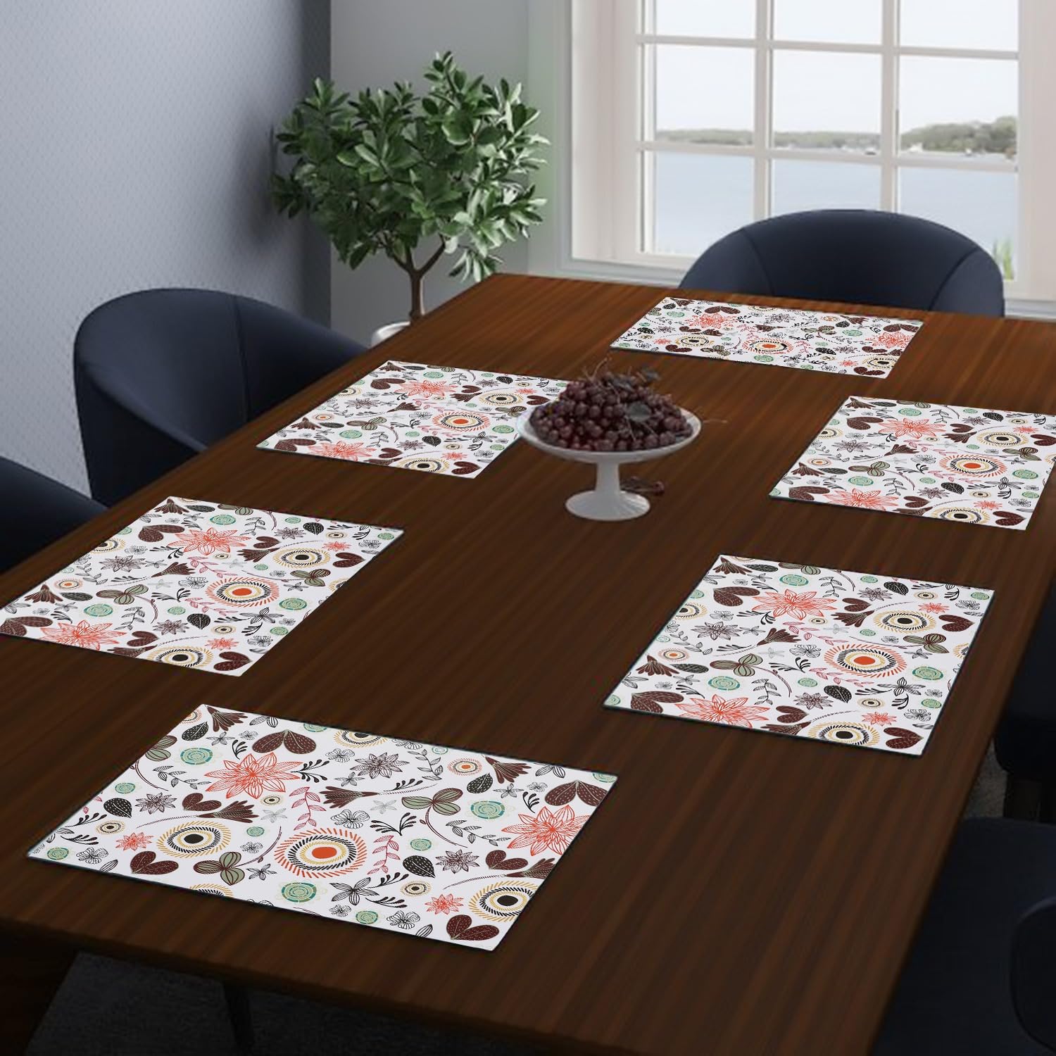 Dakshya Industries Printed PVC Rectangle Shape Placemats Cutwork Design for Kitchen, Restaurant, Dressing Table Mats, Drawer Mat