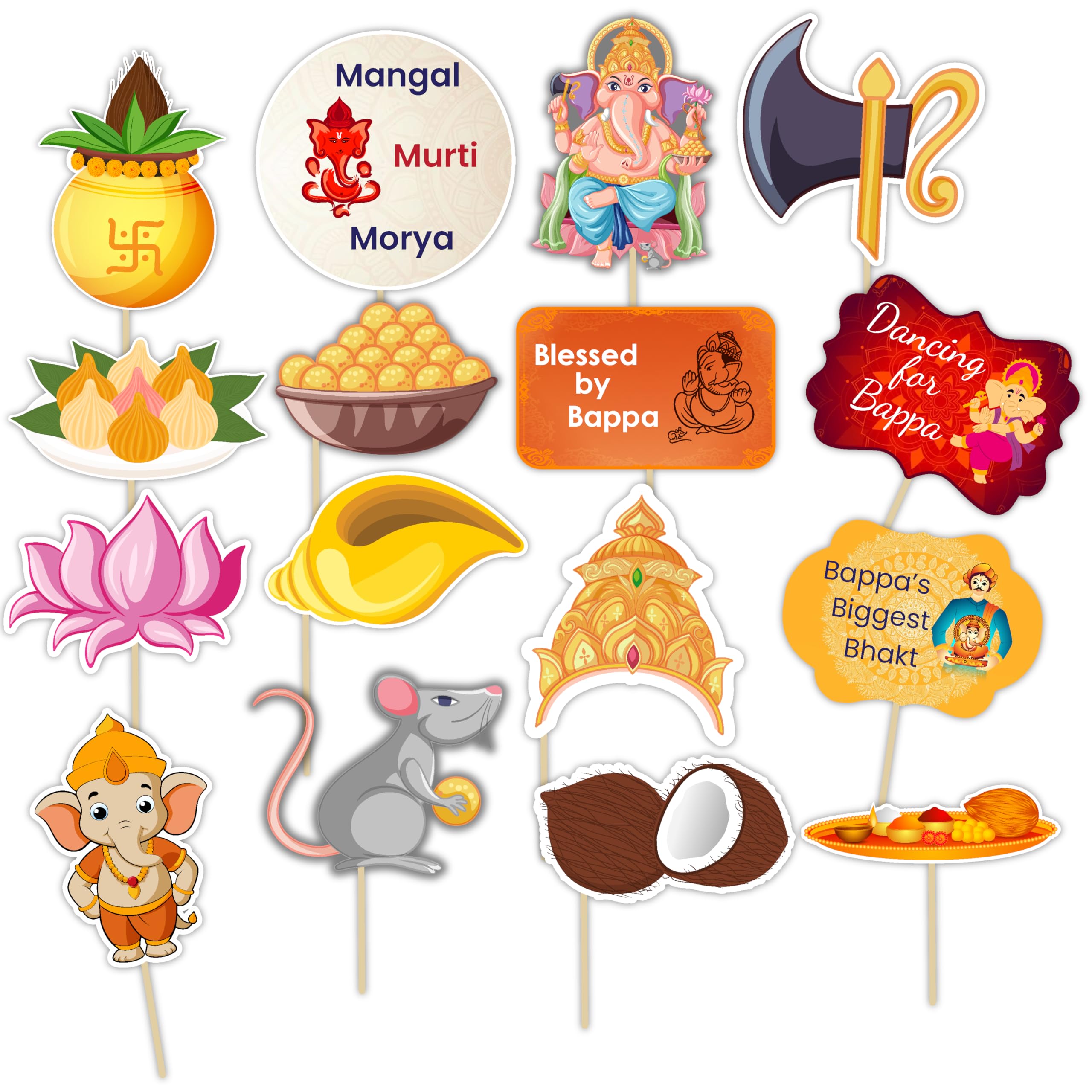 woopme Vinayaka Chaturthi Props for Photoshoot | Ganapati Pooja Decoration Propz for Home Festivel Selfie Photobooth Props (16)