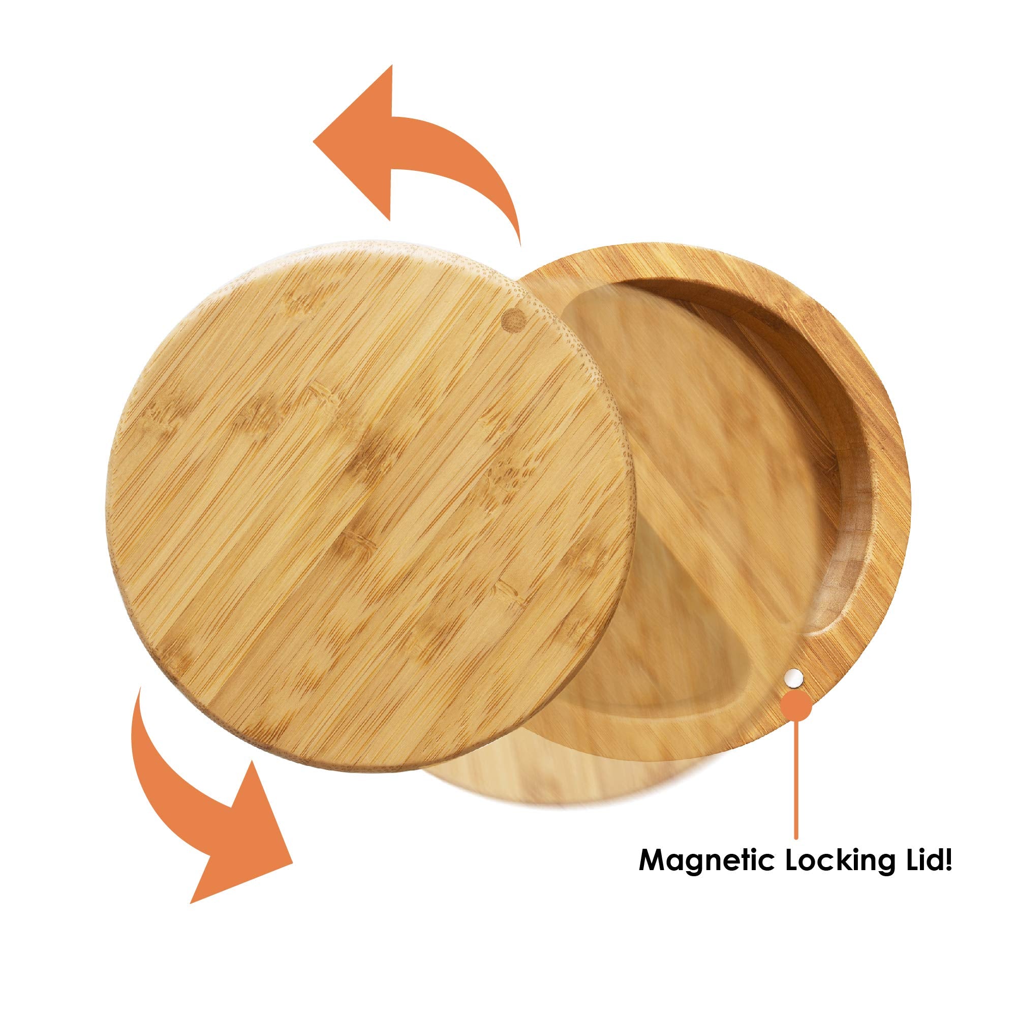 Totally Bamboo Salt Keeper Duet Salt And Pepper Bowl, Salt Cellar And Storage Box With Two Compartments, Magnetic Swivel Lid
