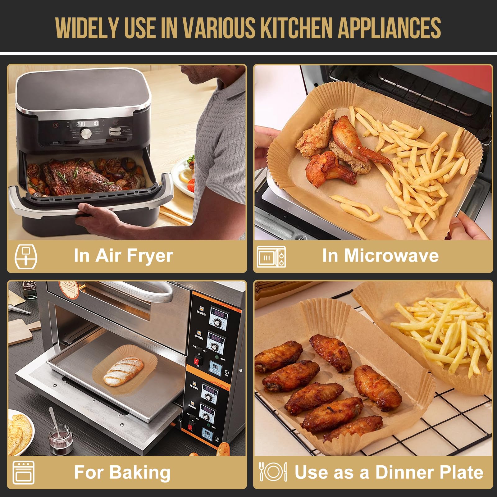 Mmh 150Pcs Air Fryer Liners For Ninja Dz071 7-Qt/Ninja Ad600Co 11-Qt/Instant Versazone 9Qt,100Pcs Small Liners For Divider Baske
