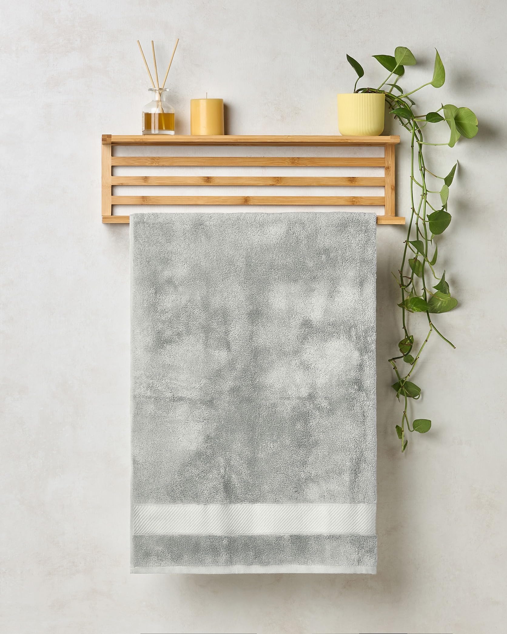 Himya Bamboo Bath Towel | Ultra Absorbent | 3X Softer Than Cotton Towels | 140 X 70 Cm - 400 Gsm | Steel Grey - Pack Of 1