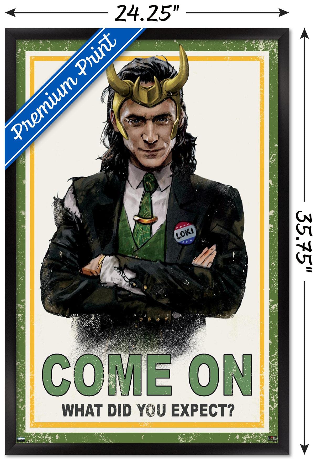 Trends International Marvel Loki-What Did You Expect Wall Poster, 22.375'' X 34'', Black Framed Version