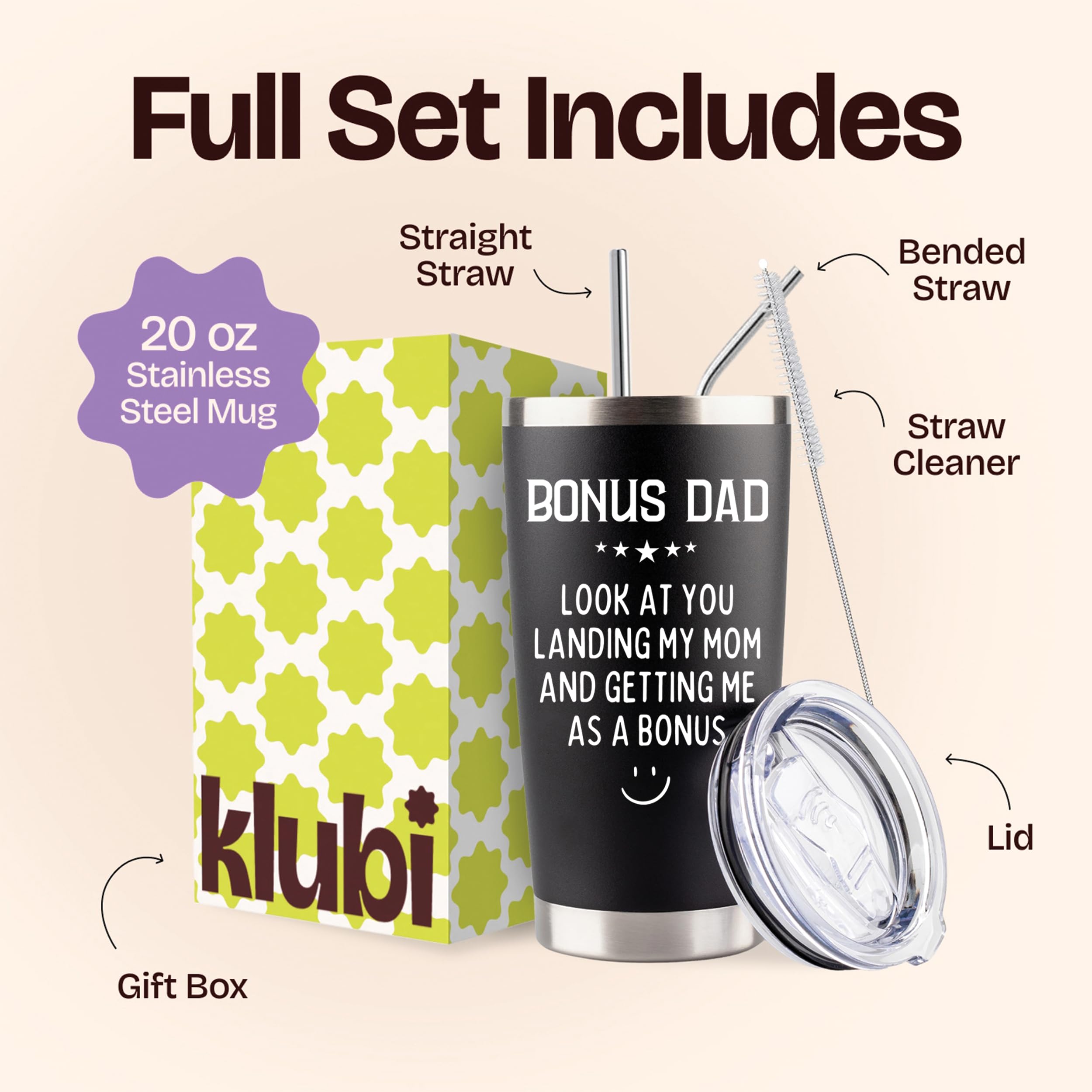 Bonus Dad Gifts from Daughter - Look At You Landing My Mom and Getting Me As a Bonus 20oz Black Tumbler - Stepdaughter Gift for