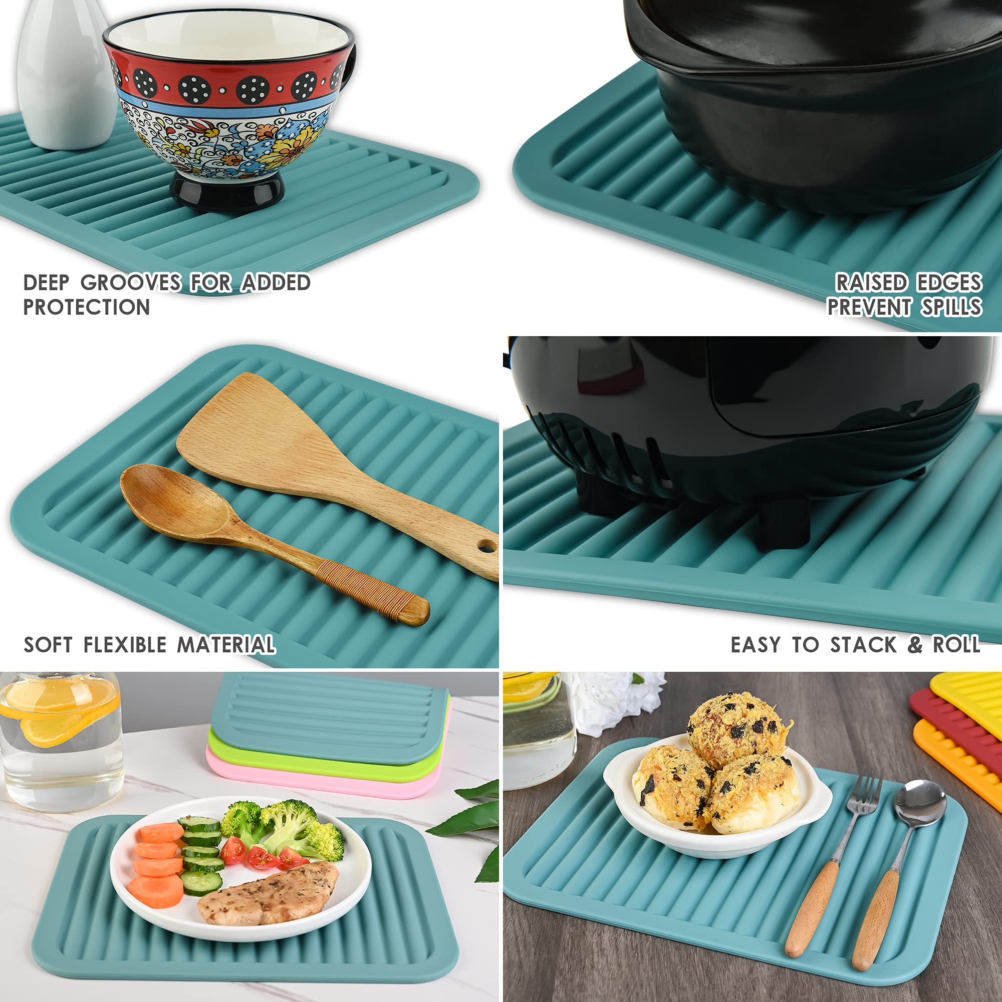 Silicone Trivets For Hot Pots And Hot Pans, Silicone Trivets Mat Set, Hot Pads, Silicone Hot Mats, Heat Resistant Placements, Sm