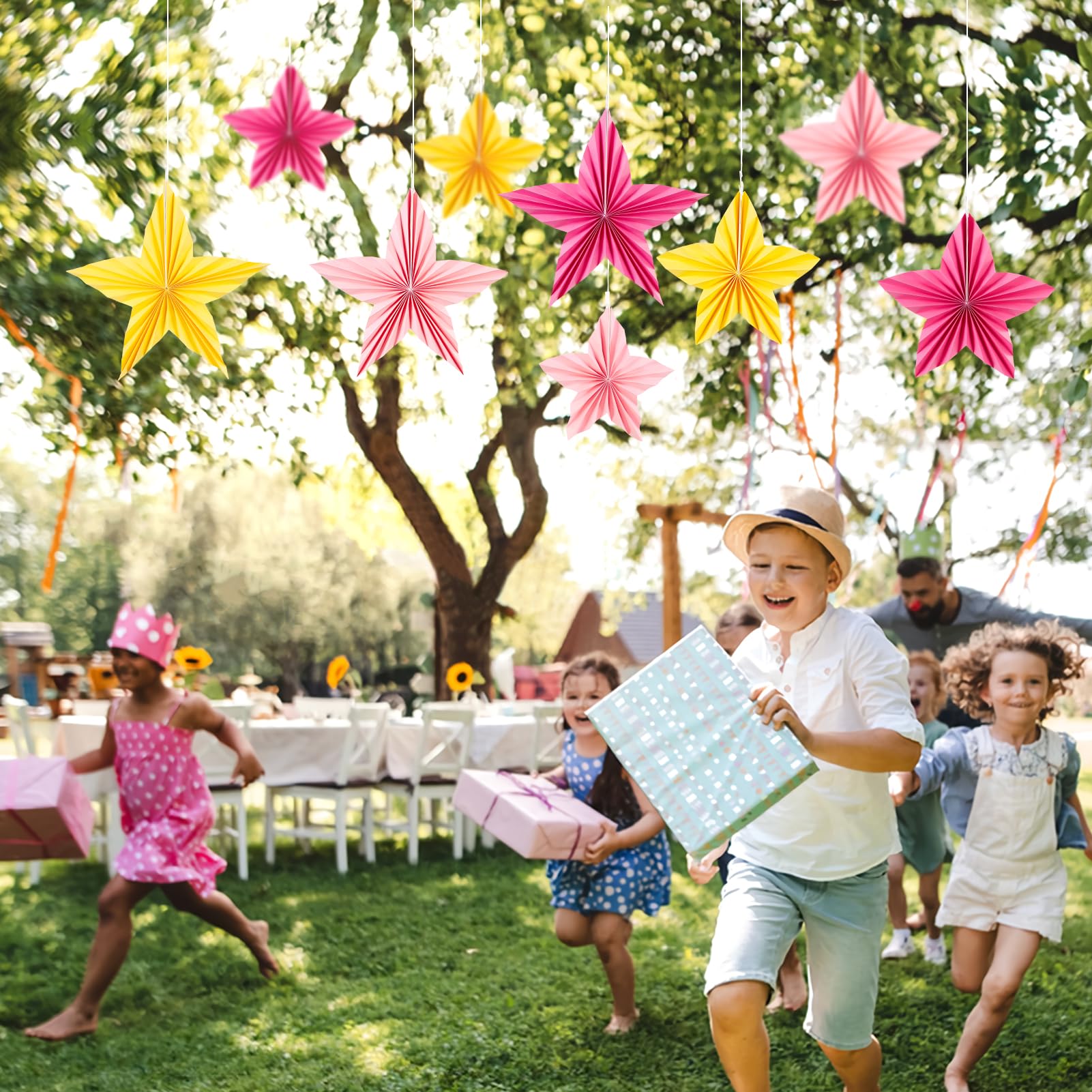 Sunbeauty Paper Star Party Decorations Paper Fans Classroom Decoration Paper Starfish Decor Hanging Paper Fans Decor For Christm