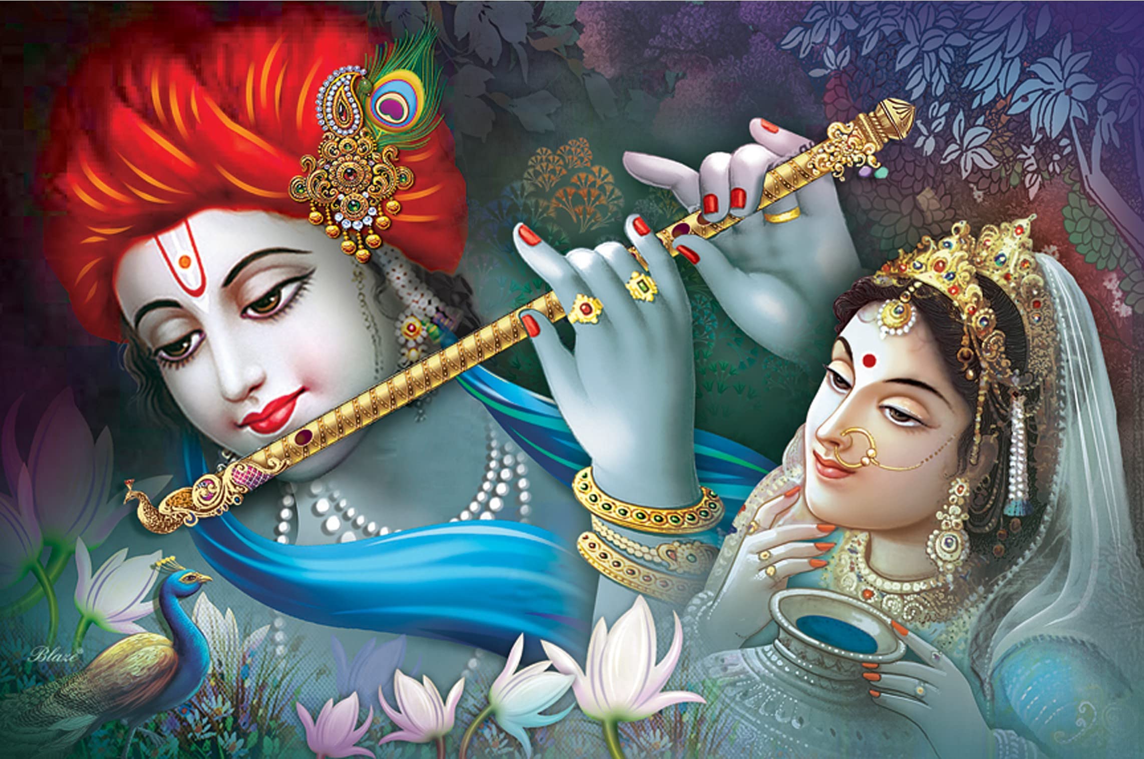 Masstone Radha Krishna Wall Painting | Home Decor Wall Painting (24x36 Inch) | Radha Krishna Painting for Wall Decoration | Wall