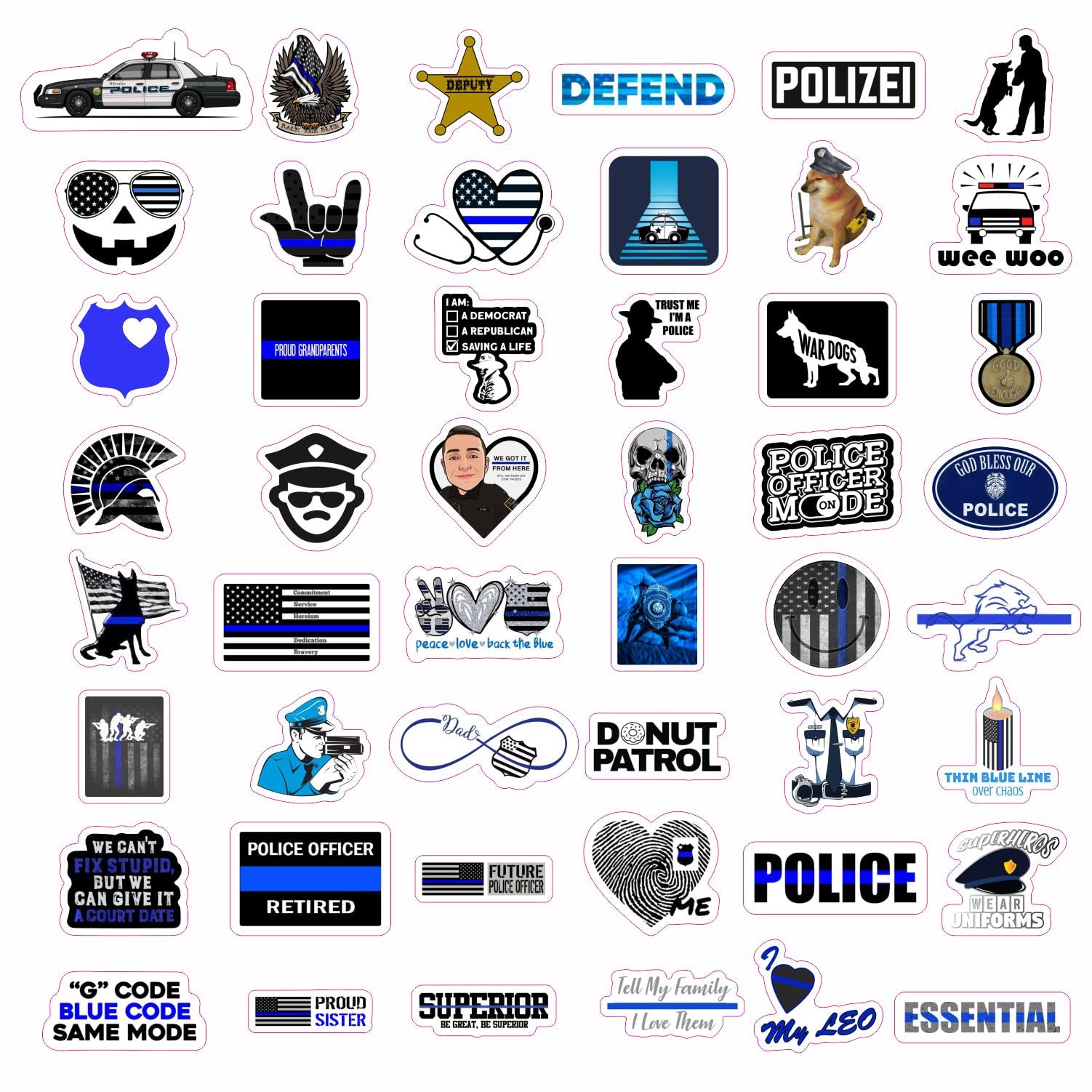100Pcs Law Enforcement Stickers  Law Enforcement Support Decals  Law Enforcement Accessories  Law Enforcement Gifts  Thin Blue Line Stickers  Thin Blue Line Flag Stickers  Blue Line Gifts  Decorations
