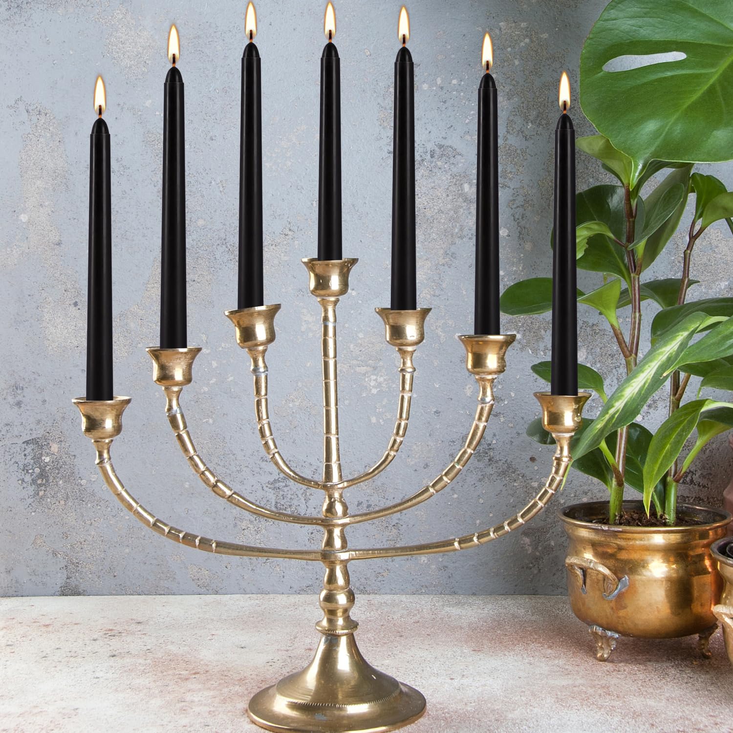 Halloween 100 Pcs Black Taper Candles 10 Inch (H) Dripless Tapered Candles Smokeless Long Candles Tall Unscented Dinner Candle f