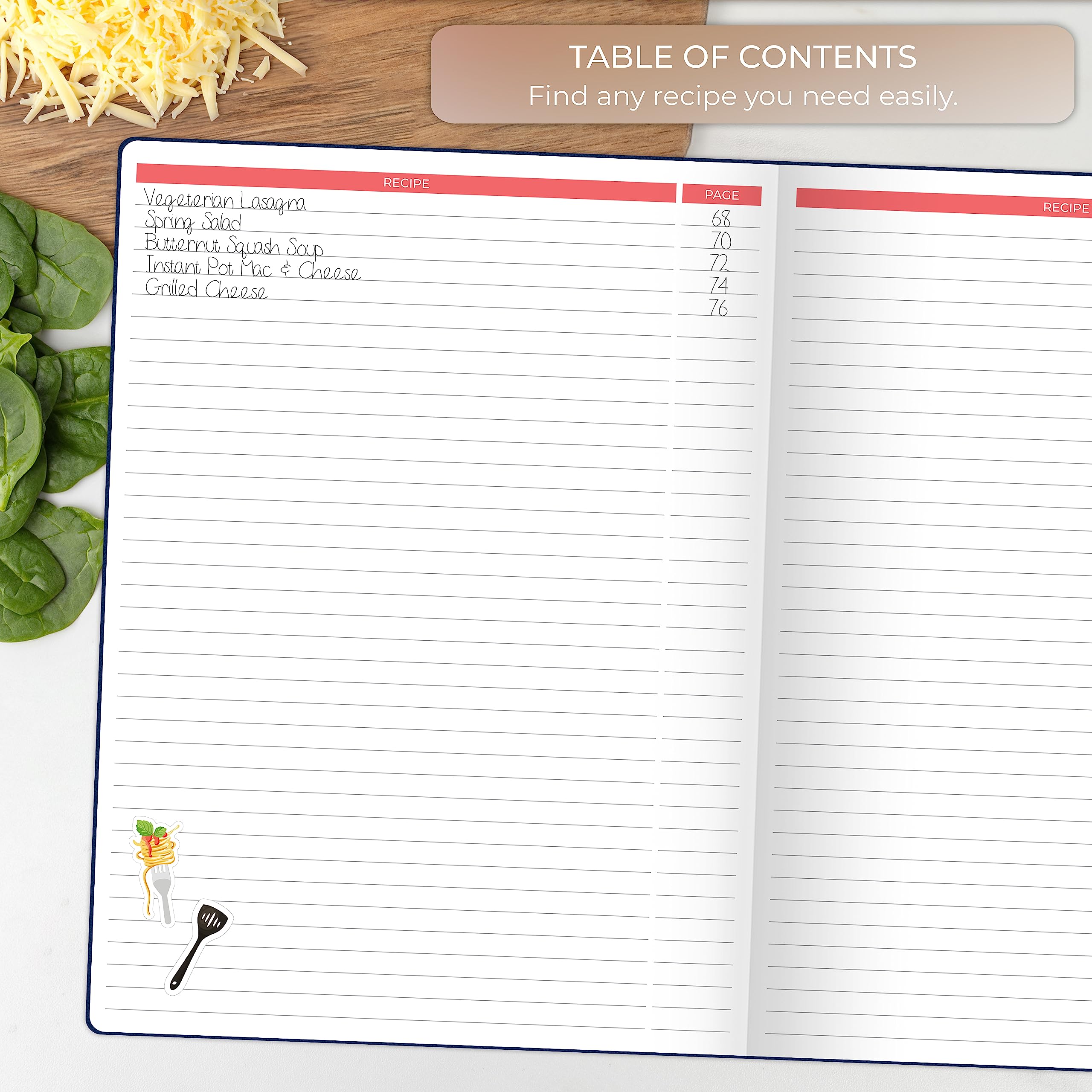 Clever Fox Recipe Book - Make Your Own Family Cookbook - Blank Recipe Notebook Organizer - Empty Cooking Journal to Write In Recipes - Large Size  8.5?x11.2?  Hardcover (Dark Blue)