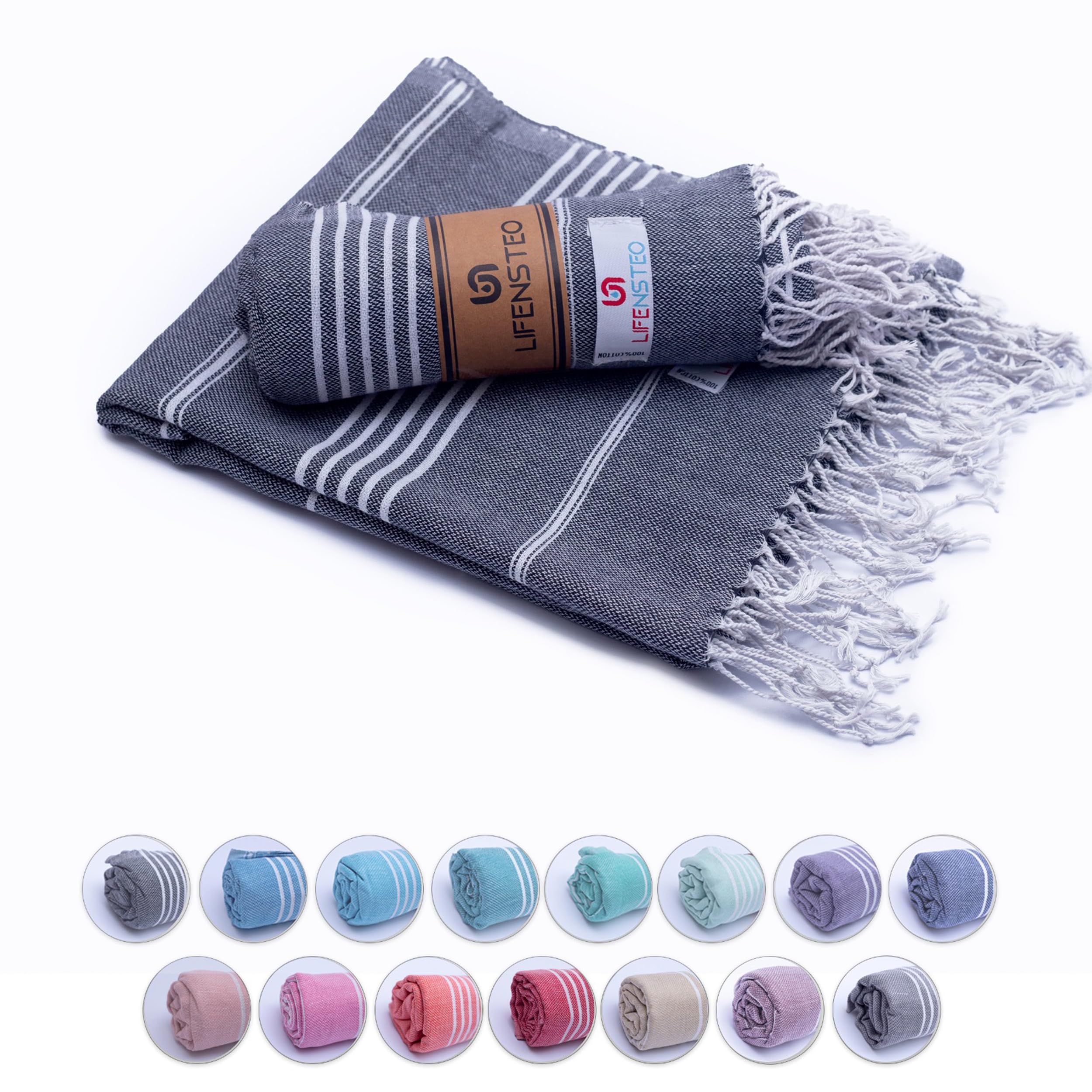 Lifensteo Turkish Beach Towel - 40X71 Niches Oversized Sand Resistant Prewashed Turkish Towel - 100% Turkish Cotton Quick Drying