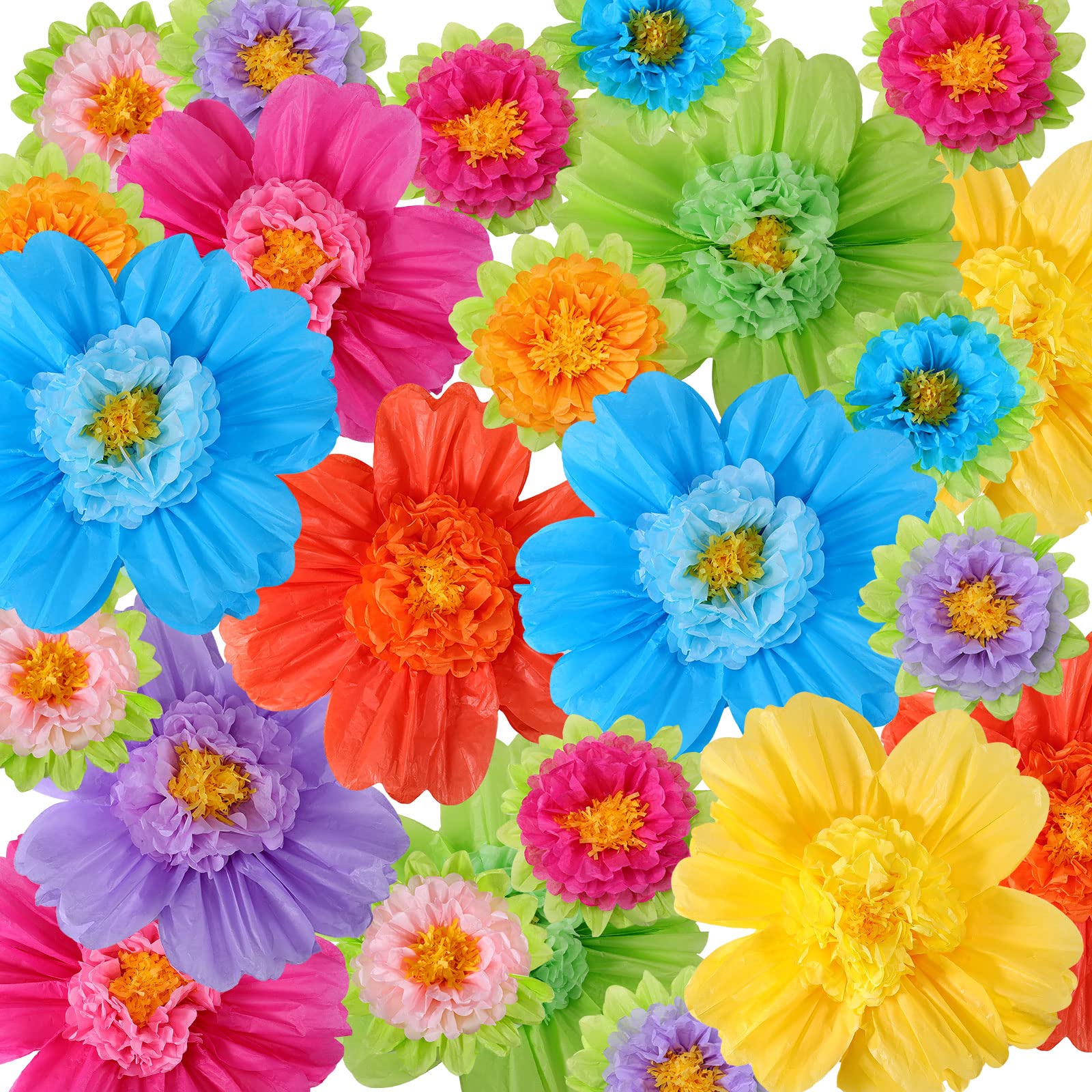Large Colorful Tissue Paper Flowers 20 Giant Fiesta Paper Flowers Pom Paper Flowers Mexican Carnival Party Wall Backdrop Decorat