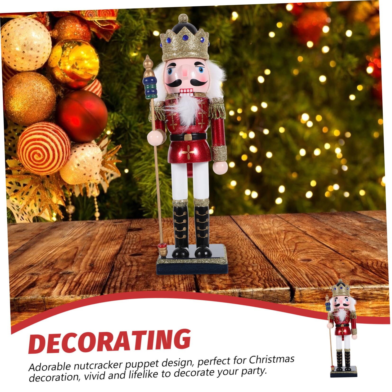 SEWACC Wooden Nutcracker Christmas Decoration Nutcracker Figure Cute Xmas Decor for Home Office Unique Holiday Ornament Cheerful