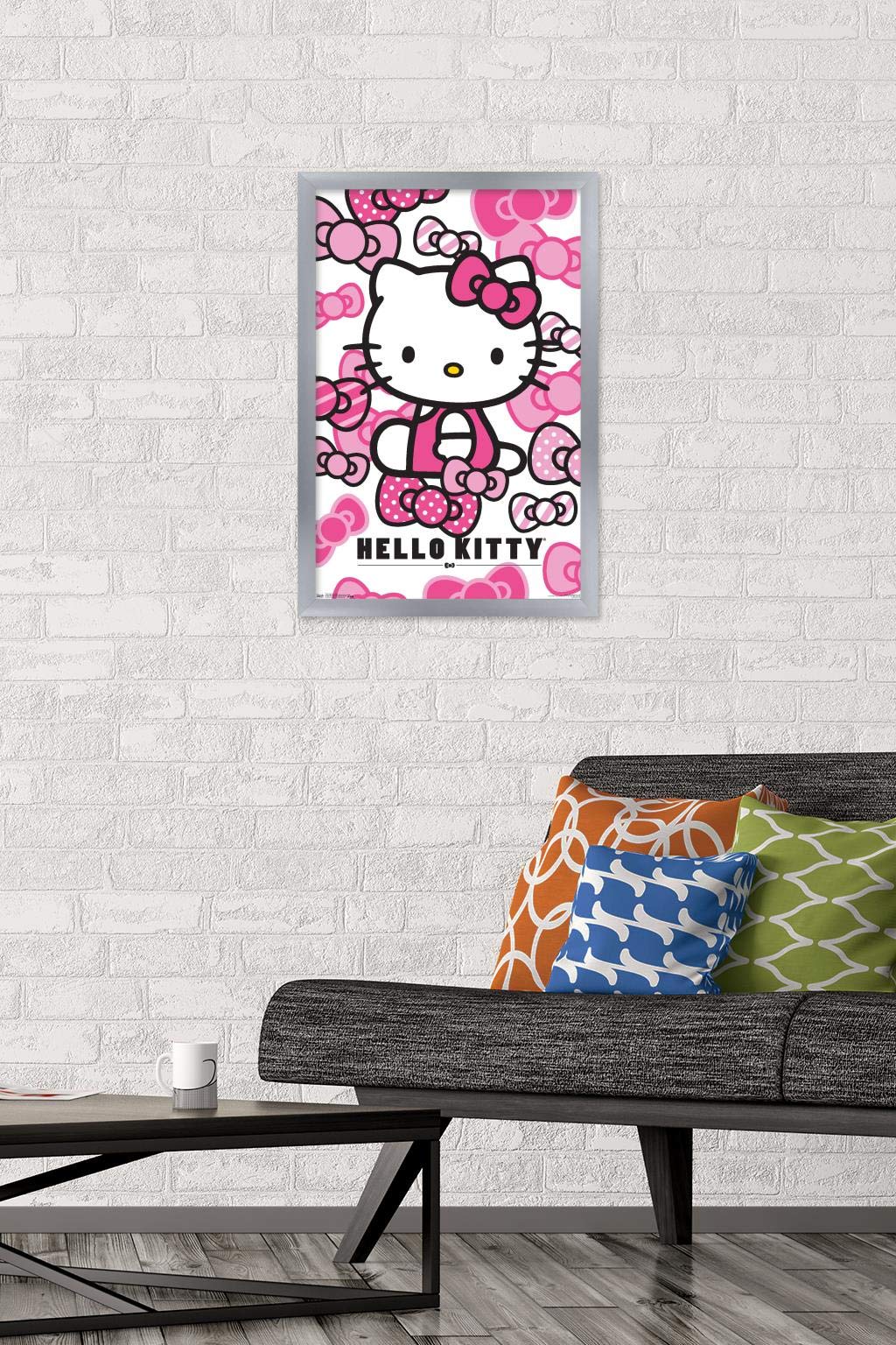 Trends International Hello Kitty - Bows Wall Poster, 14.725'' X 22.375'', Silver Framed Version