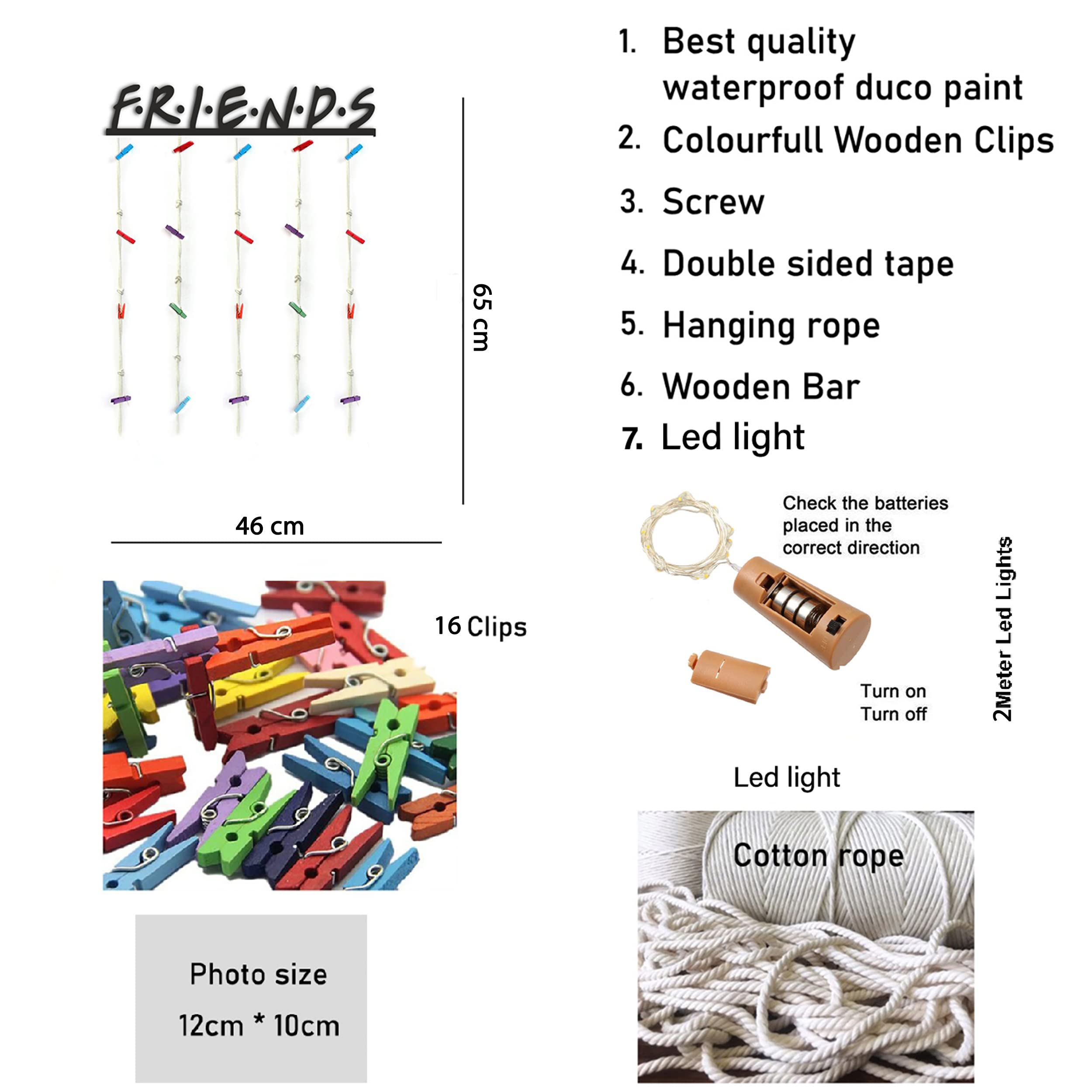 Vah Wooden Photo Frame With Led Light - Photo Wall Hanging, Memories Wall Hanging, Hanging Photo Frames, Moments Wall Hanging, P