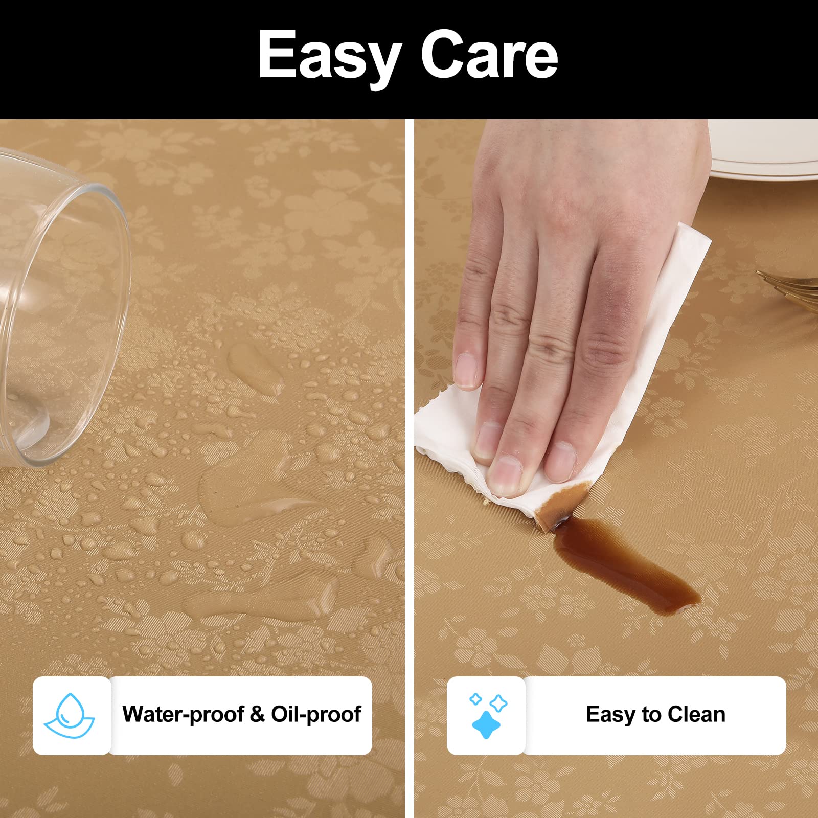 Smiry Square Table Cloth, Waterproof Heavy Duty Vinyl Tablecloths, Wipeable Washable Table Cover For Kitchen And Dining Room (Br