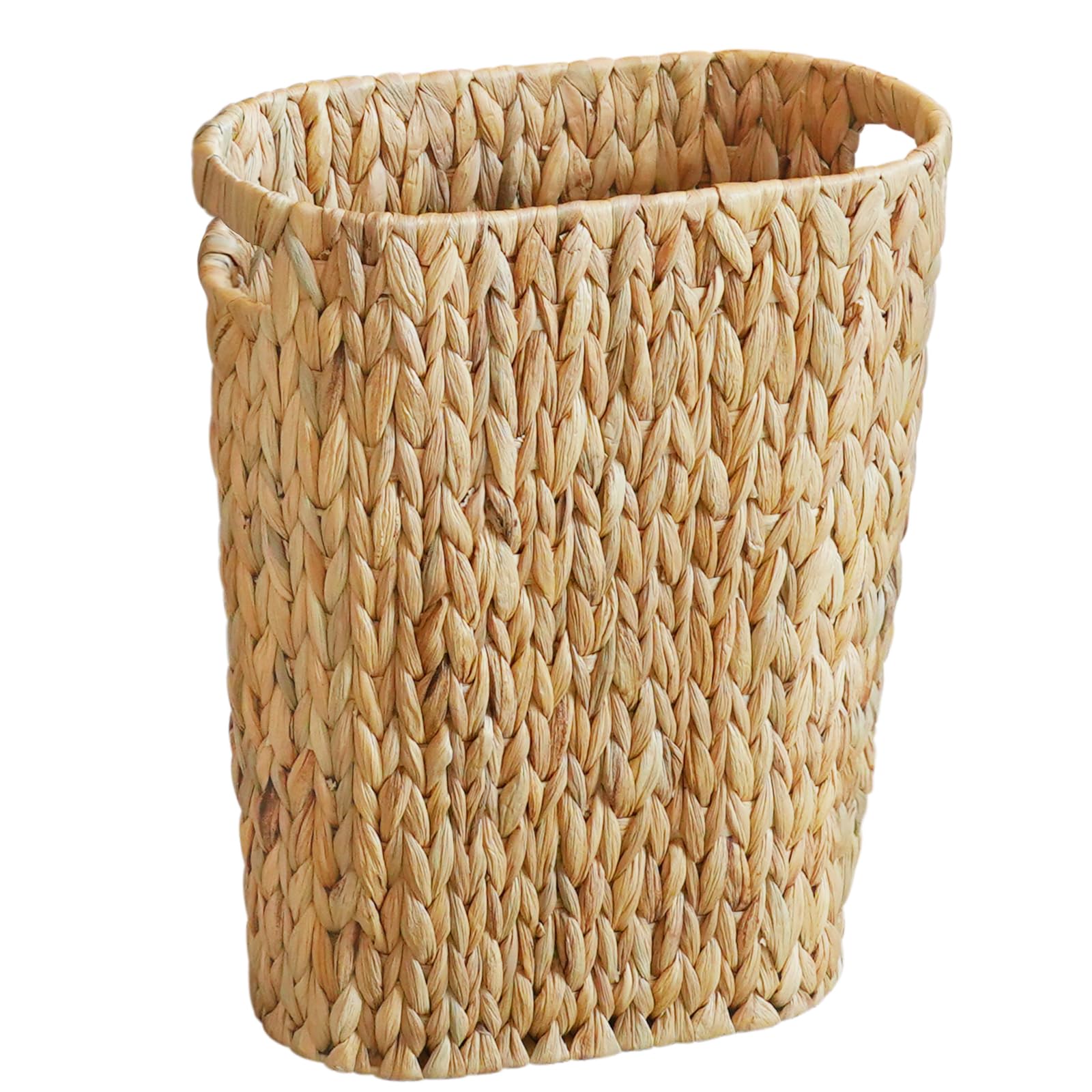 Coeusy Wicker Trash Can,Bathroom Trash Can,Water Hyacinth Wicker Waste Basket For Bathroom,Handwoven Narrow Small Waste Basket F