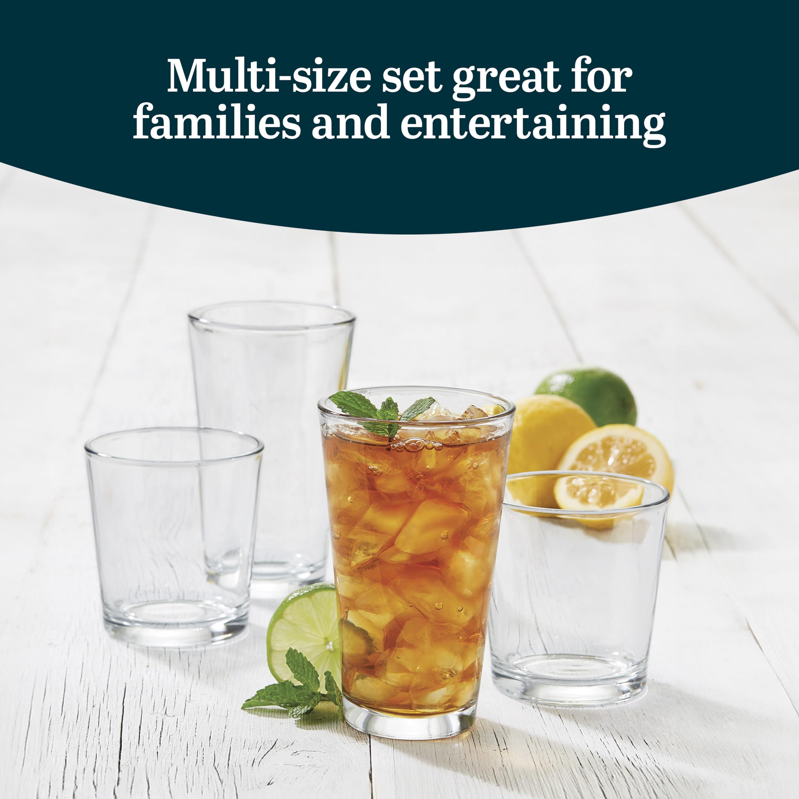Libbey Flare Tumbler And Rocks Glasses Set, Stylish Lead-Free Drinking Glasses Set Of 16, Versatile Dishwasher Safe Kitchen Glas