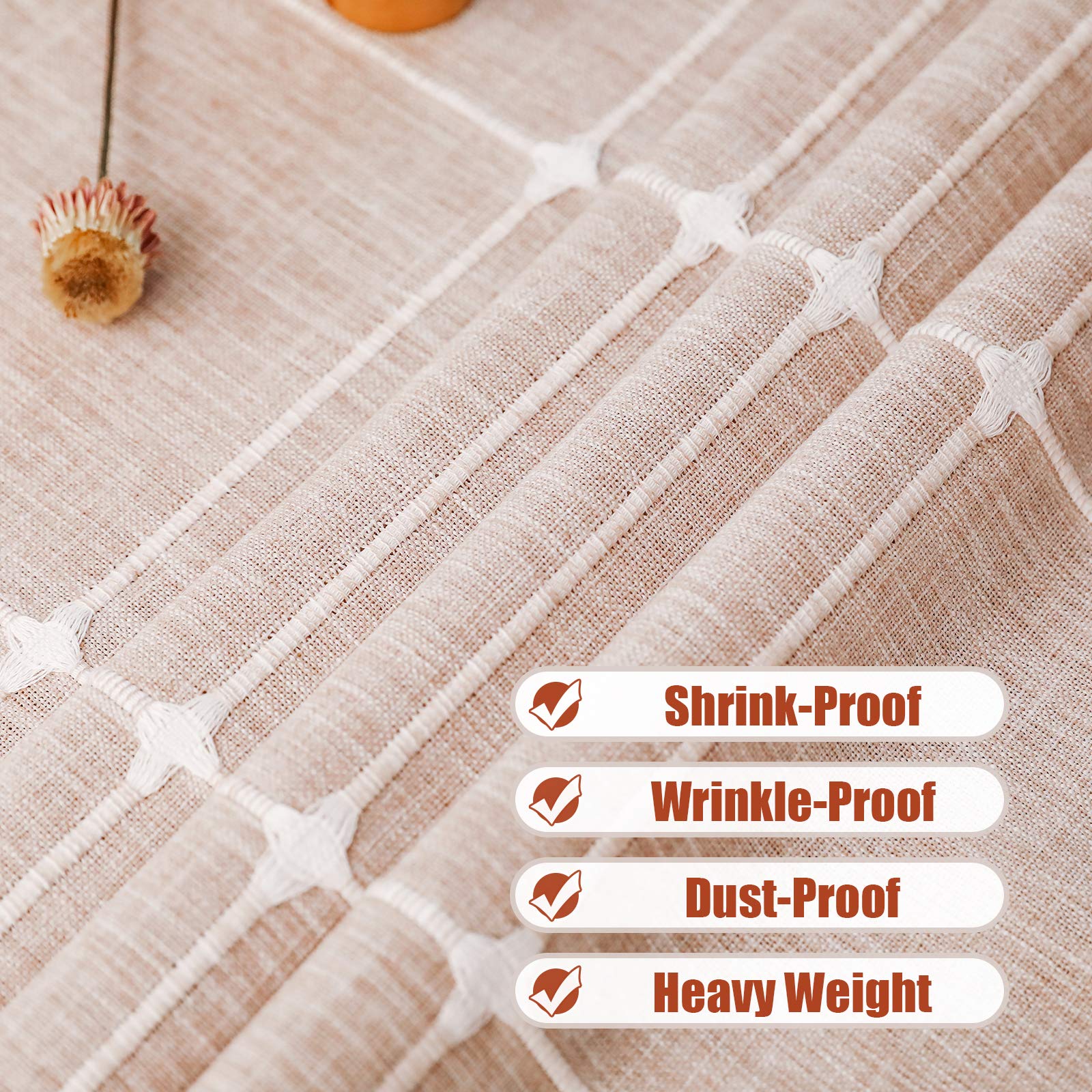 Vonabem Table Cloth Tassel Cotton Linen Table Cover For Kitchen Dinning Wrinkle Free Table Cloths Rectangle/Oblong (58''X70'', 4