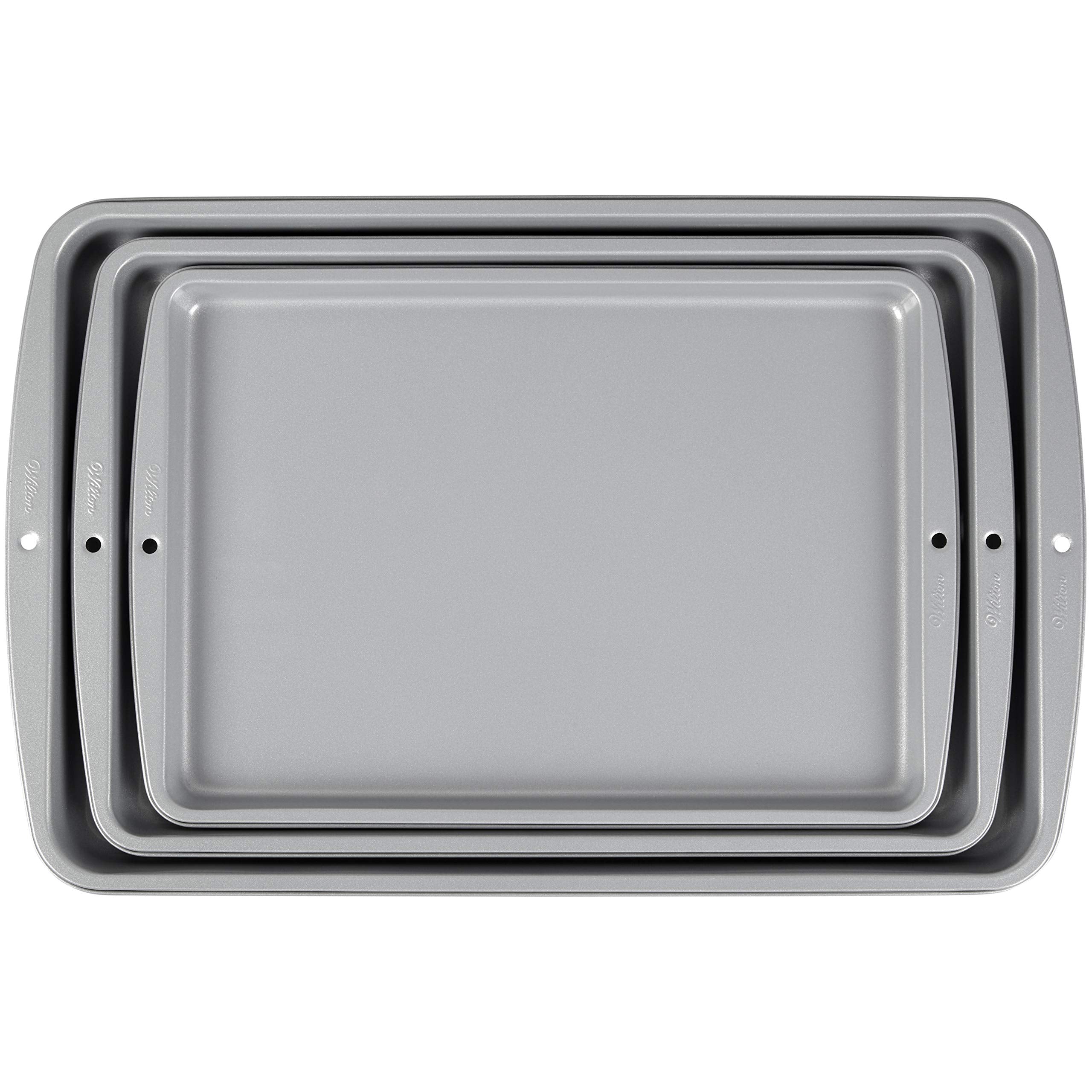 Wilton 3 Piece Cookie Pan Set, Steel, Multicolor, Model 2105-975, Standard Packaging