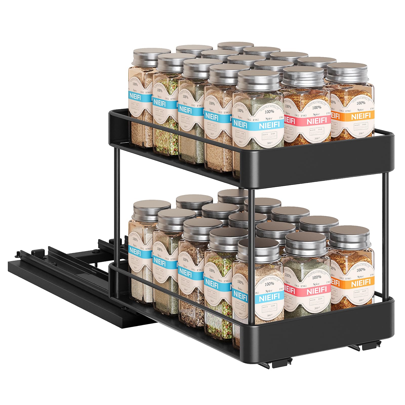 Nieifi Pull Out Spice Rack Organizer, 2 Tiers, 1 Pack