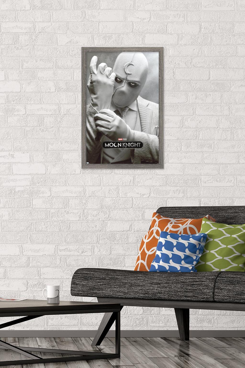 Trends International Marvel Moon Knight - Mr. Knight One Sheet Wall Poster, 14.725'' X 22.375'', Barnwood Framed Version