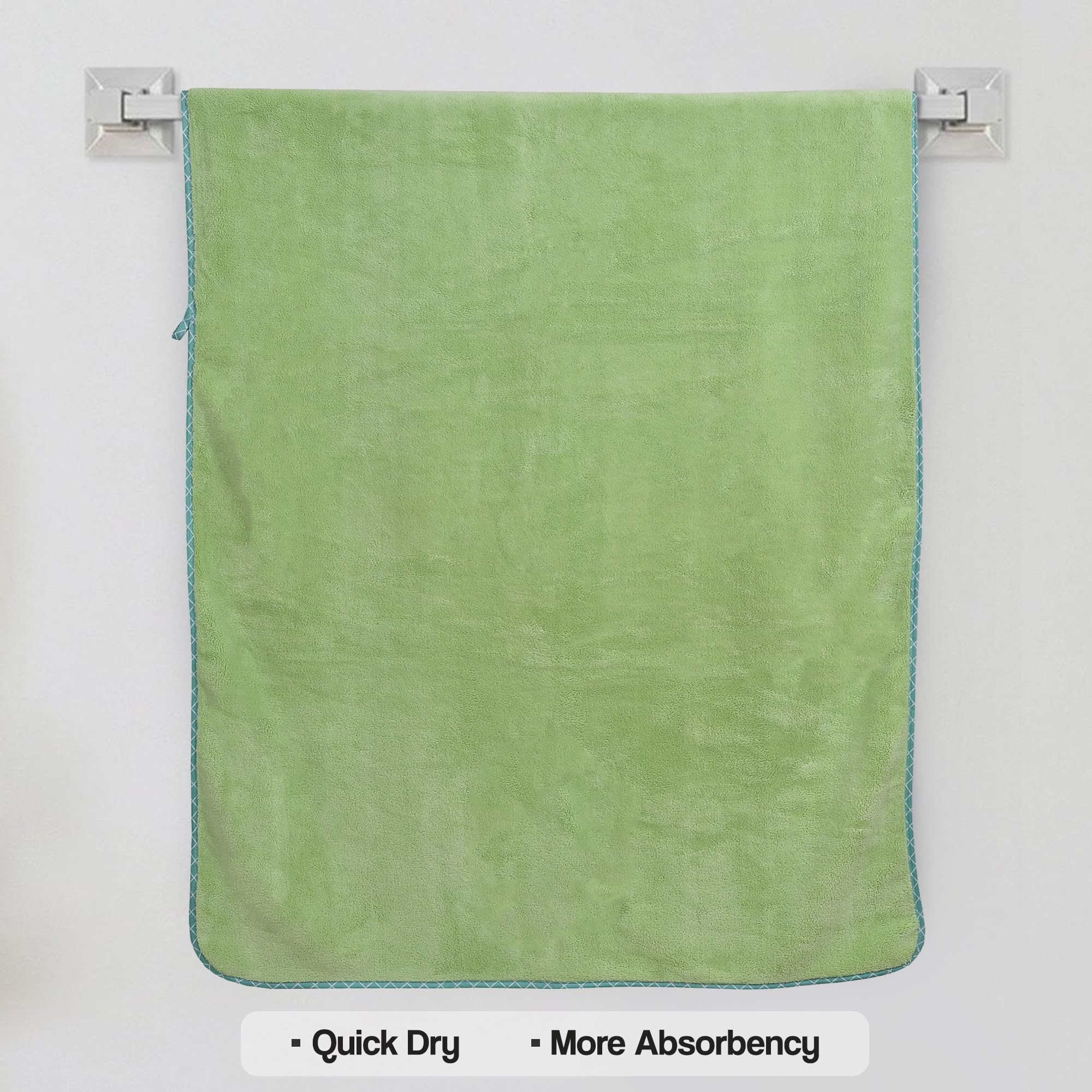 Urbanleaf Microfiber Large Bath Towel | Quick Dry Super Absorbent - Bath Towel For Men And Women | Pista Green | Towel For Bath,