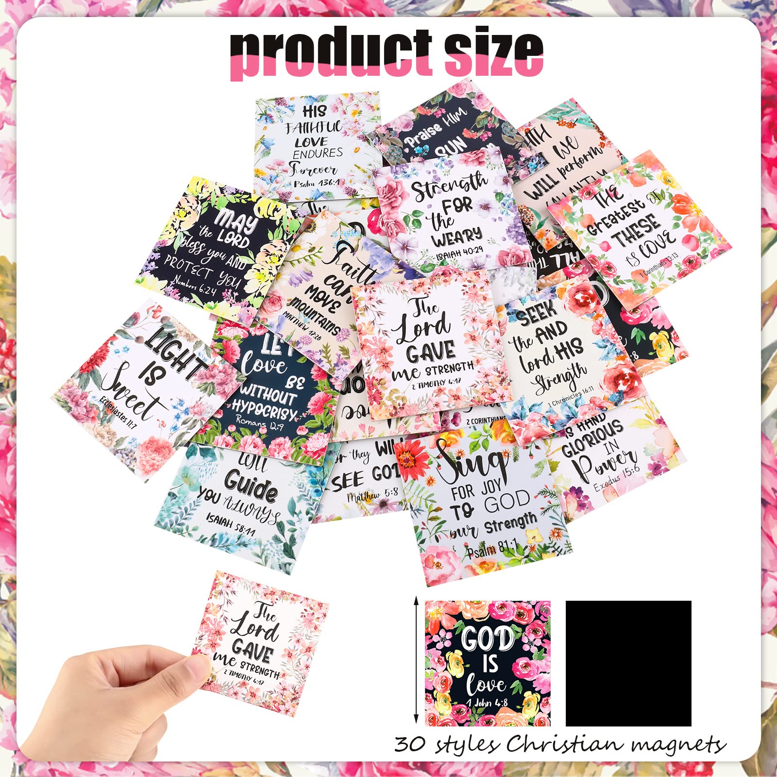 30 Pieces Inspirational Christian Magnets Bible Verses Refrigerator Magnets Floral Religious Motivational Fridge Magnet With Ful