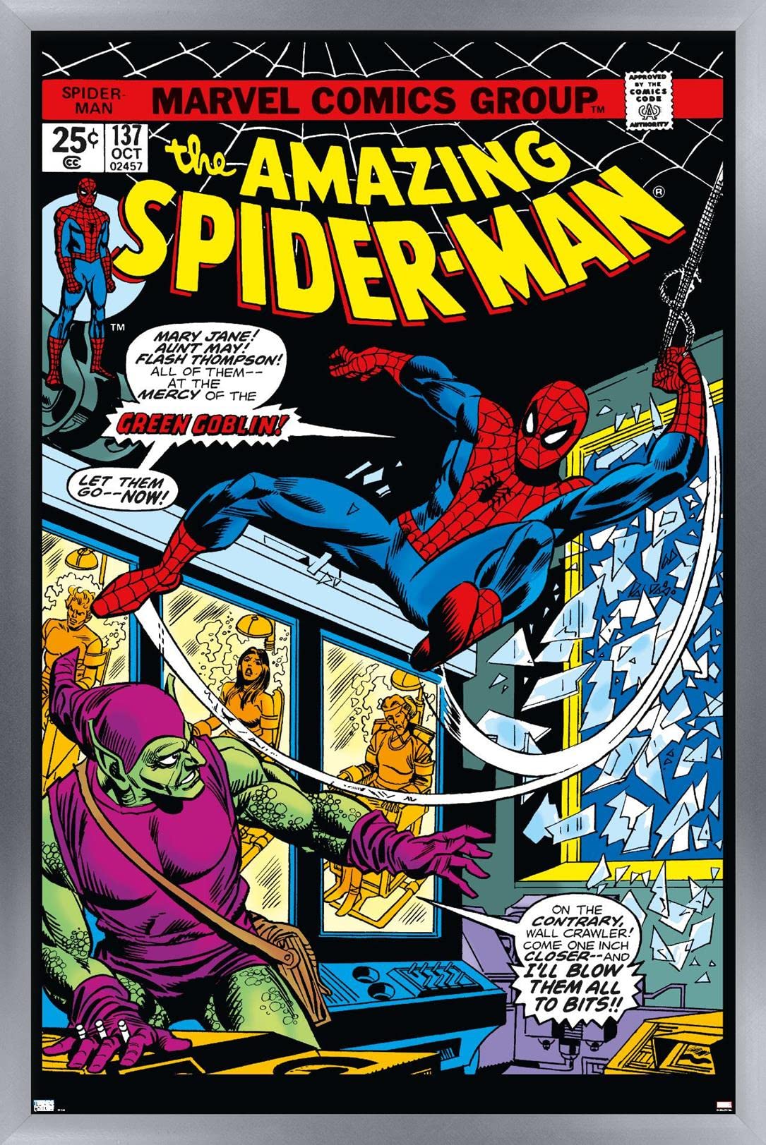 Trends International Marvel Comics - Spider-Man - Amazing Spider-Man #137 Wall Poster, 14.72'' X 22.37'', Silver Framed Version