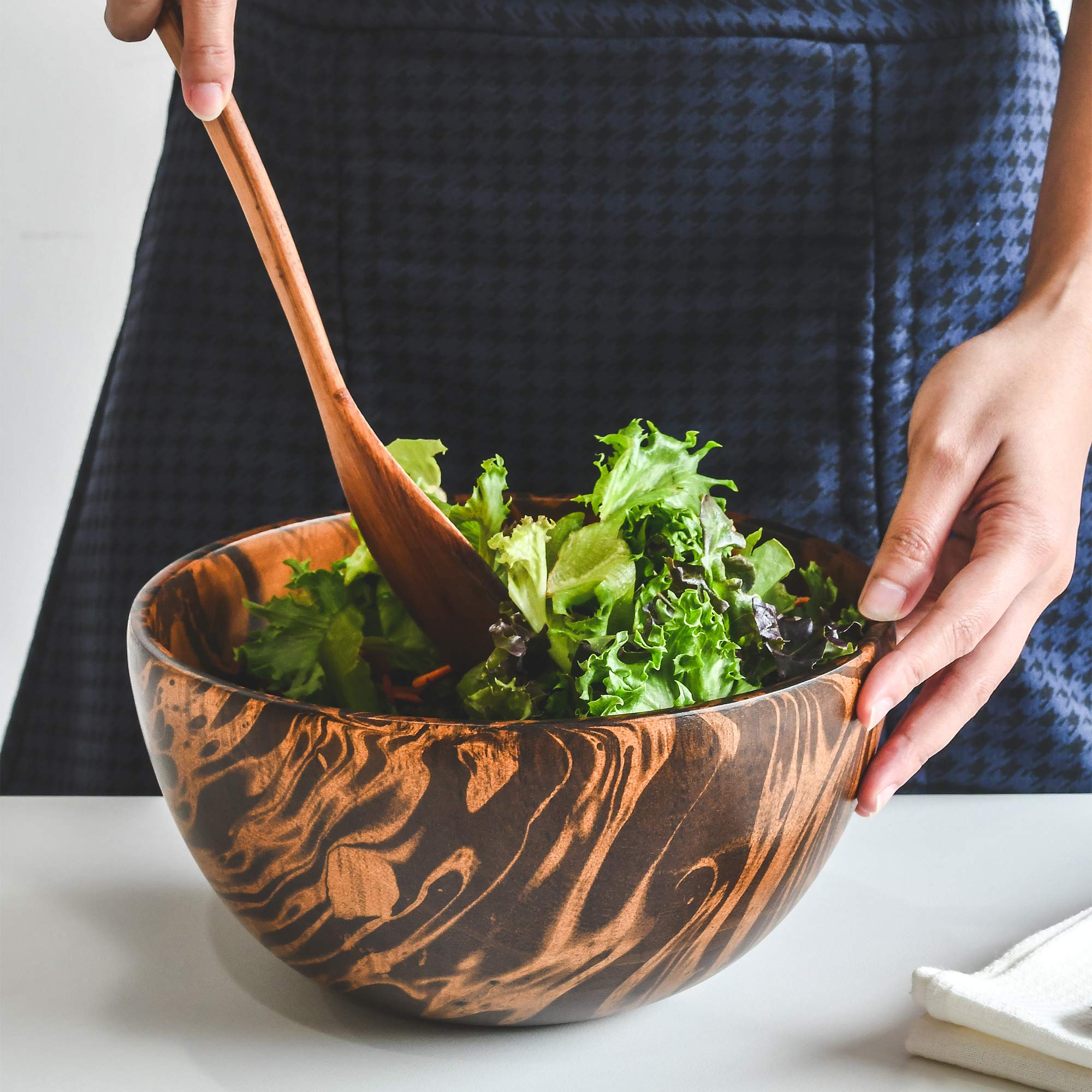 Aeravida Versatile 10 Inches Mango Tree Wood With Dark Stain Kitchen D  Cor Serving Bowl | Decorative Wood Serving Bowl | Mango