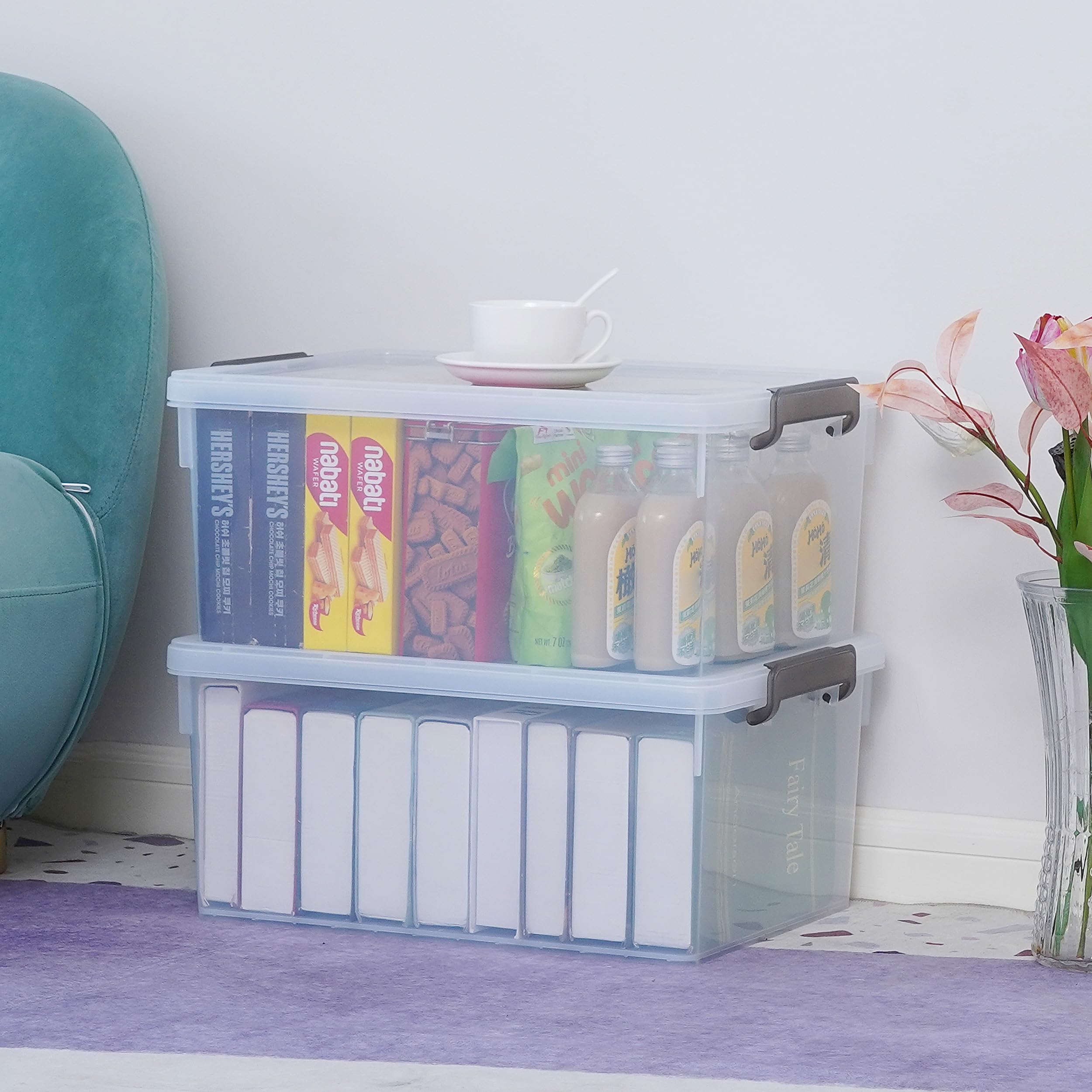 Citylife 33 Qt. Plastic Storage Bins With Lids Large Stackable Storage Containers For Organizing Clear Durable Storage Box, 4 Pa