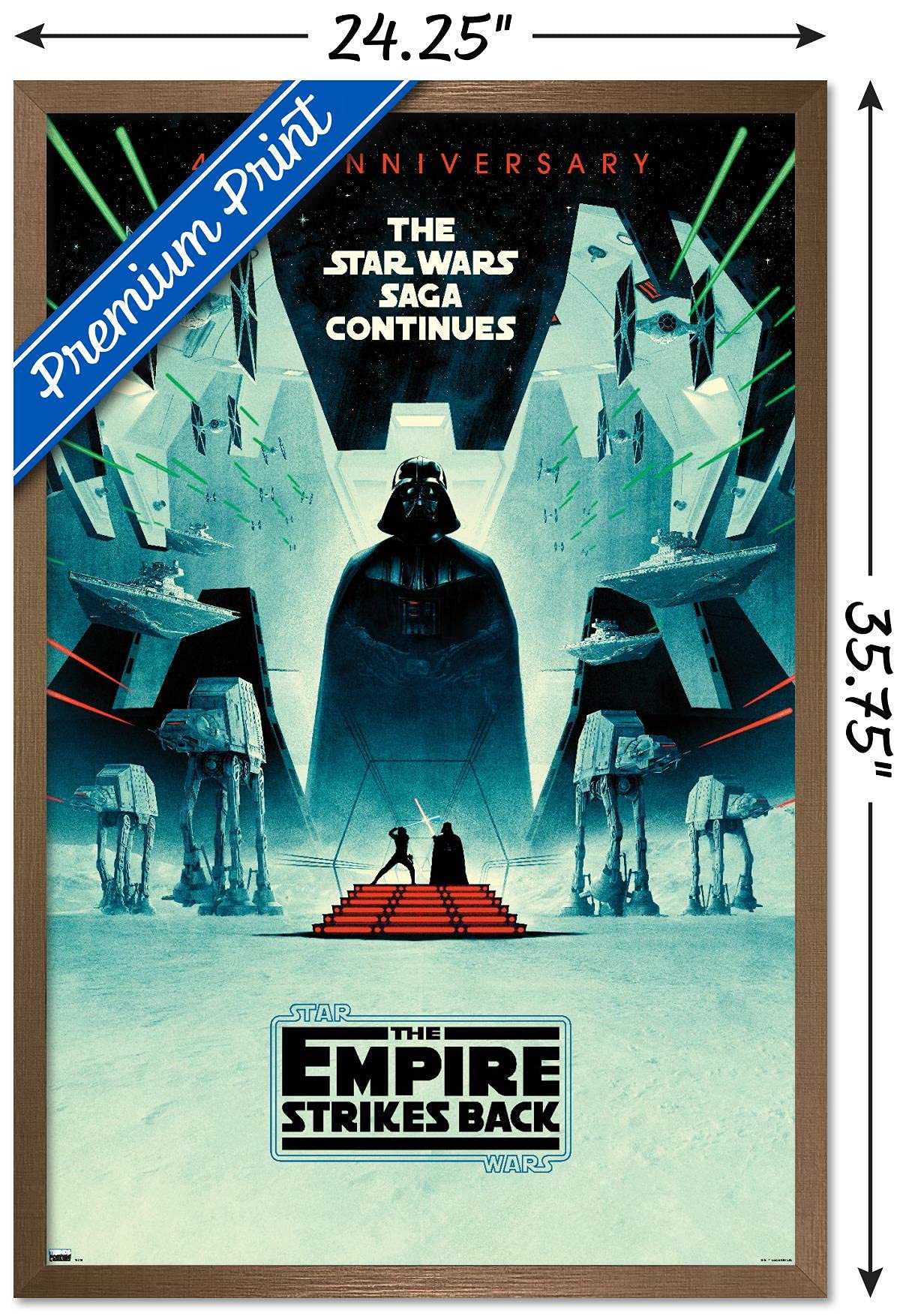 Trends International Star Wars: The Empire Strikes Back - 40Th Anniversary Wall Poster, 22.375'' X 34'', Bronze Framed Version