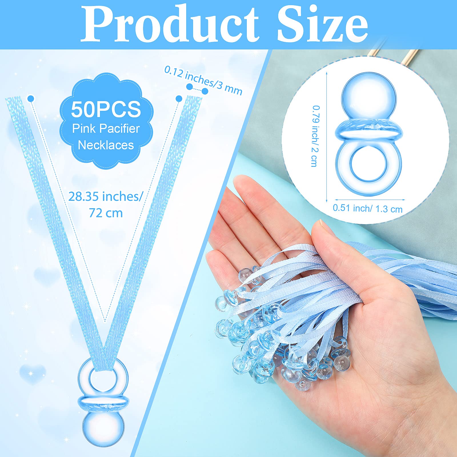 51 Pcs Don'T Say Baby Game Sign Cool Baby Shower Game 50 Baby Shower Pacifier Necklace Wooden Don'T Say Baby Sign Plastic Baby P