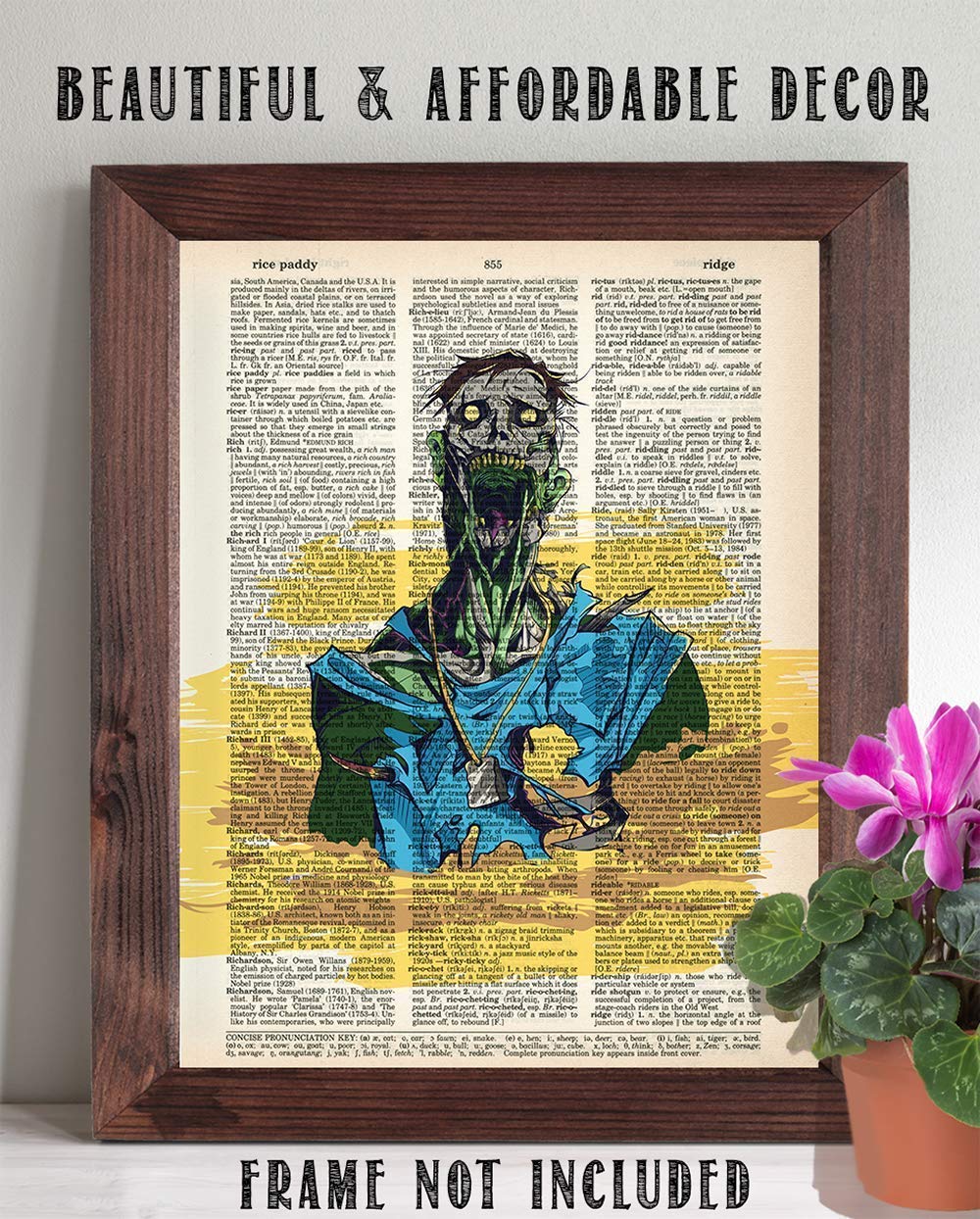 Upcycled Dictionary Art - Zombie Rage - Classic Home And Room Decor, Witch And Halloween Decorations, Zombie Horror House Displa