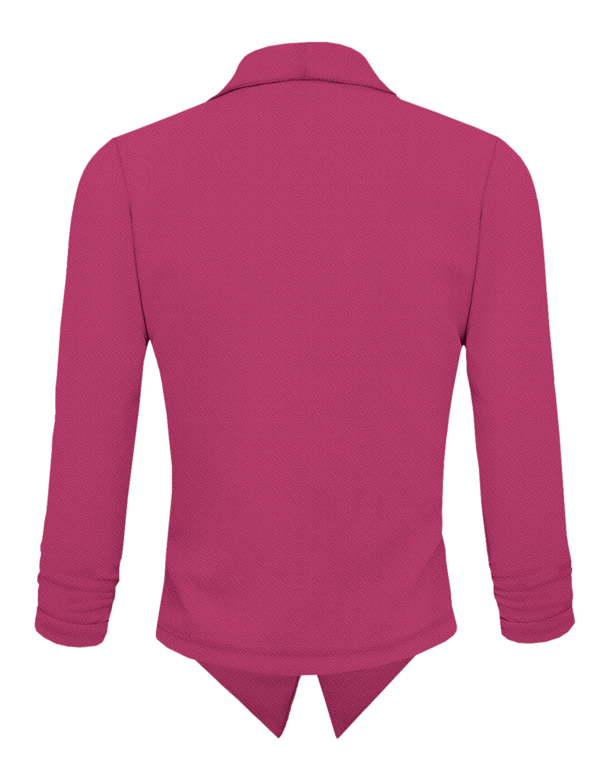 Womens Casual Work Office Open Front Blazer Jacket With Removable Shoulder Pads Jk1133 Fuchsia S