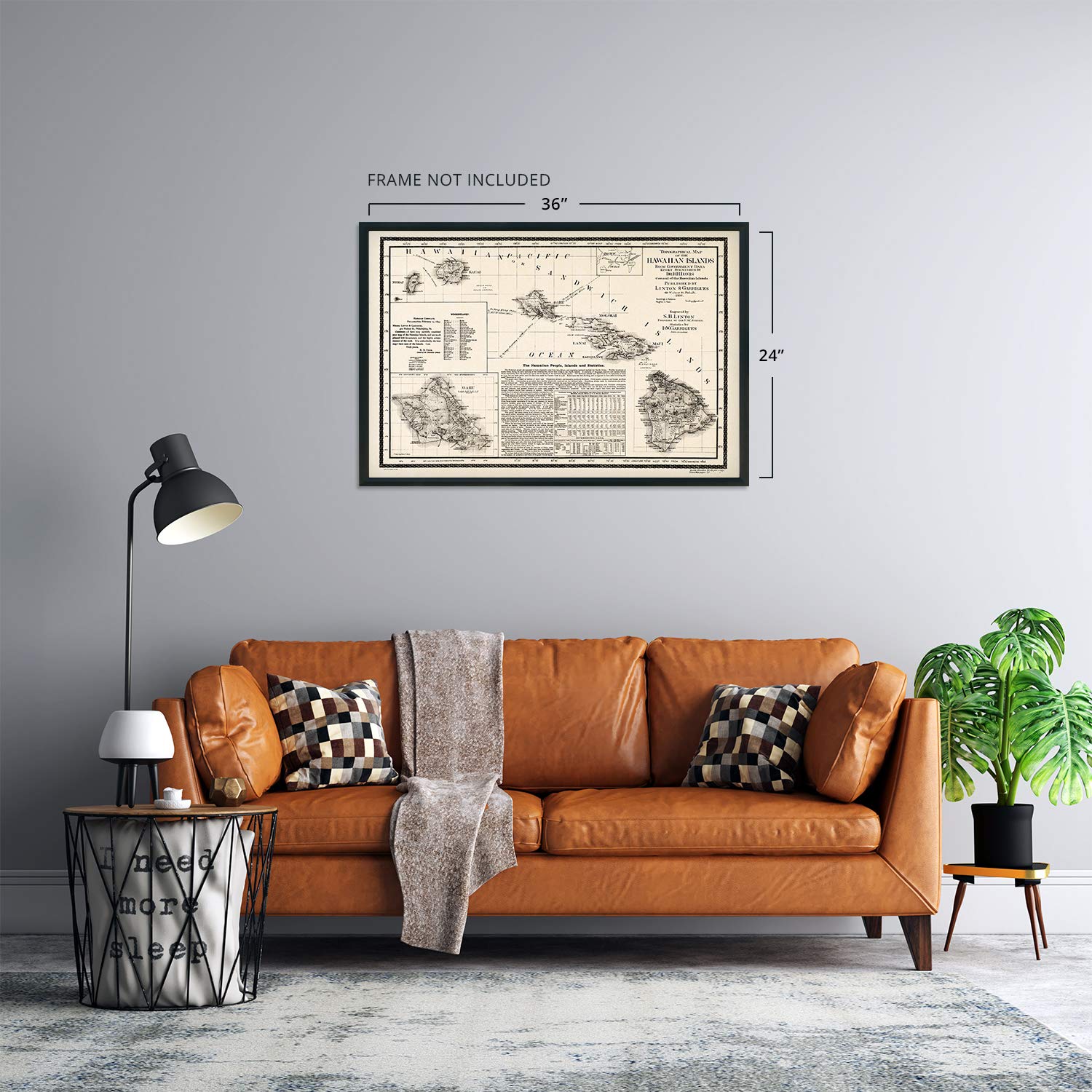 Historix Vintage 1893 Map Of Hawaii - 24X36 Inch Vintage Map Of Hawaiian Islands Wall Art - Hawaii Vintage Map Includes Text And