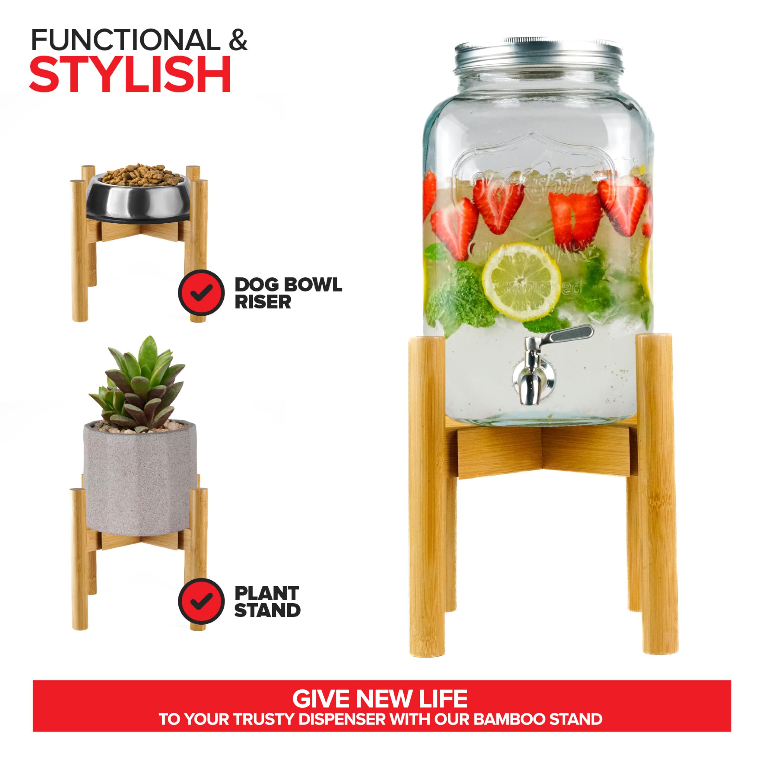 Modern Innovations Adjustable Water Dispenser Stand For 5 Gallon Bottle (8-10 Inch Fit) Beverage Jug Or Stainless Steel Drink Di