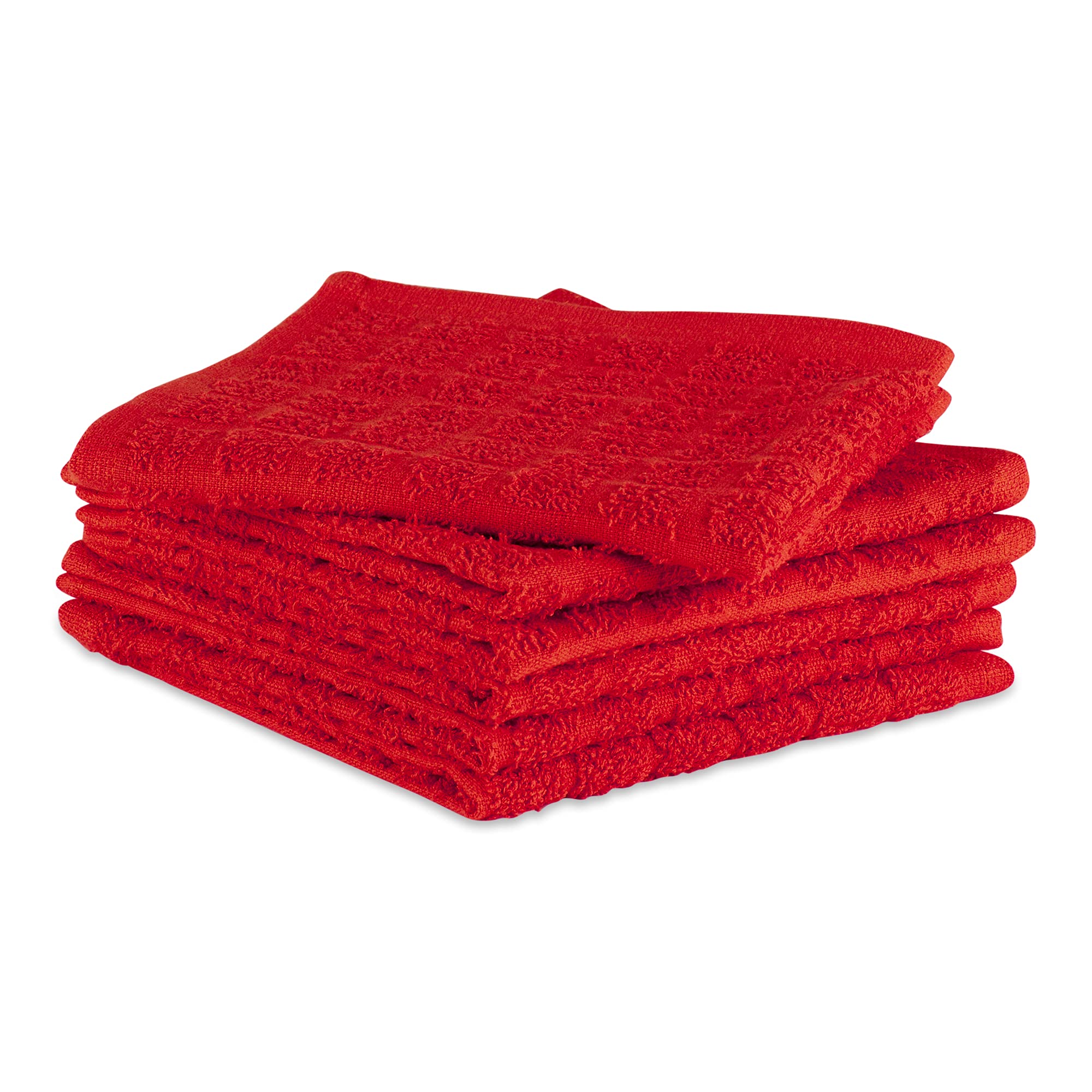 DII Basic Terry Collection Solid Windowpane Dishcloth Set  12x12  Red  6 Piece