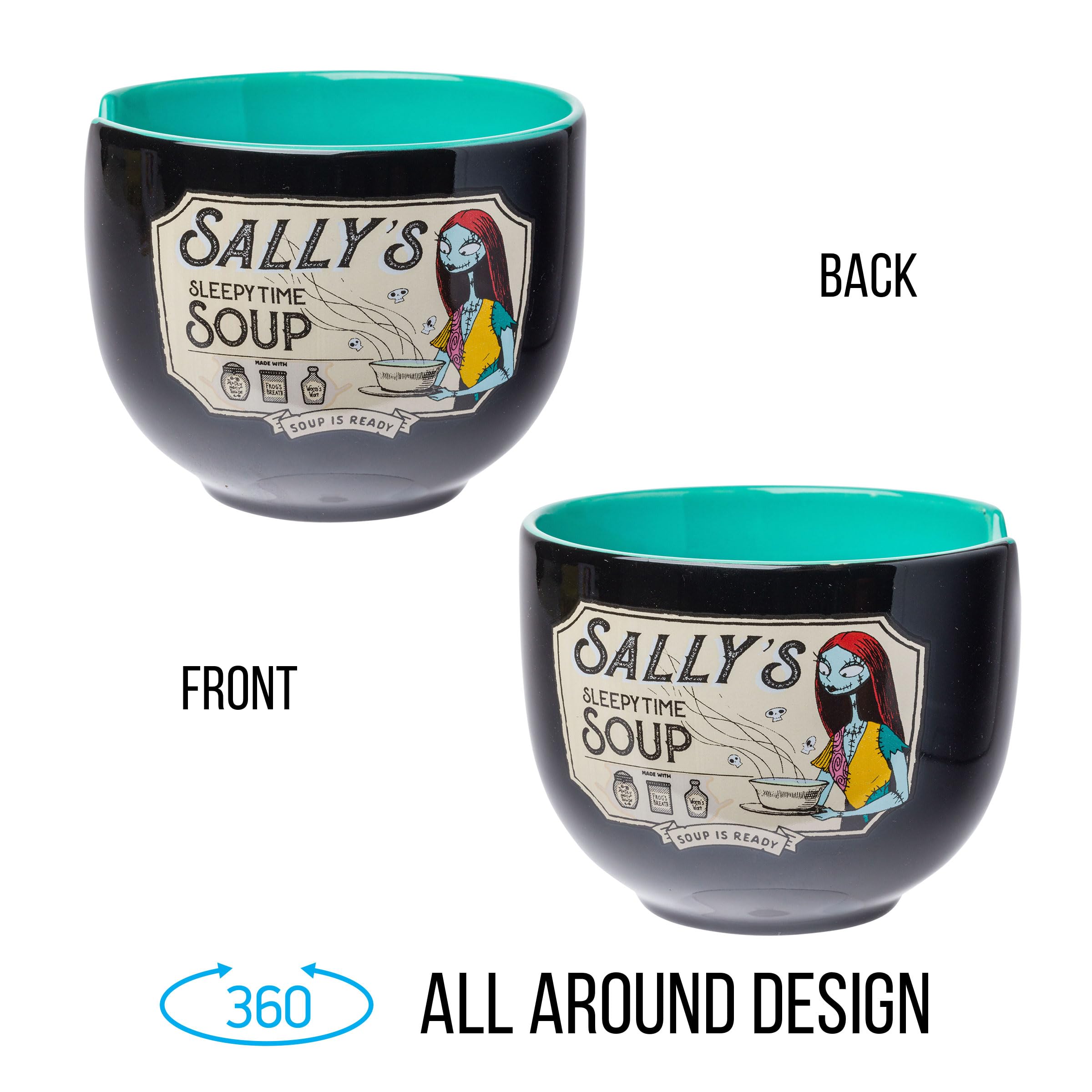 Silver Buffalo Disney Nightmare Before Christmas Sally'S Sleepy Time Soup Ceramic Ramen Noodle Rice Bowl With Chopsticks, Microw