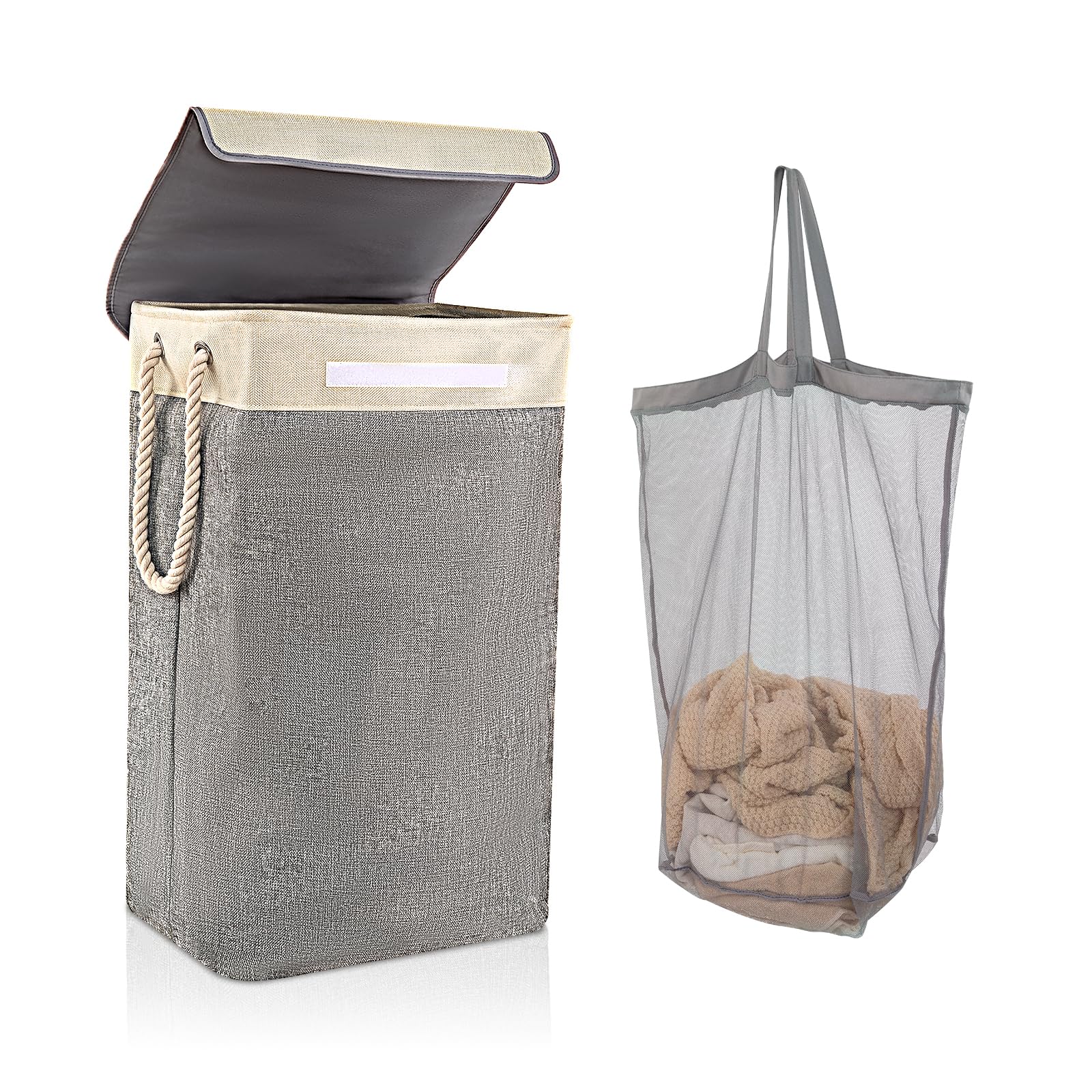 Brilliantjo Laundry Baskets With Lid 84L, Upgrade Large Collapsible Linen Laundry Hamper With Removable Inner Bag Washing Basket