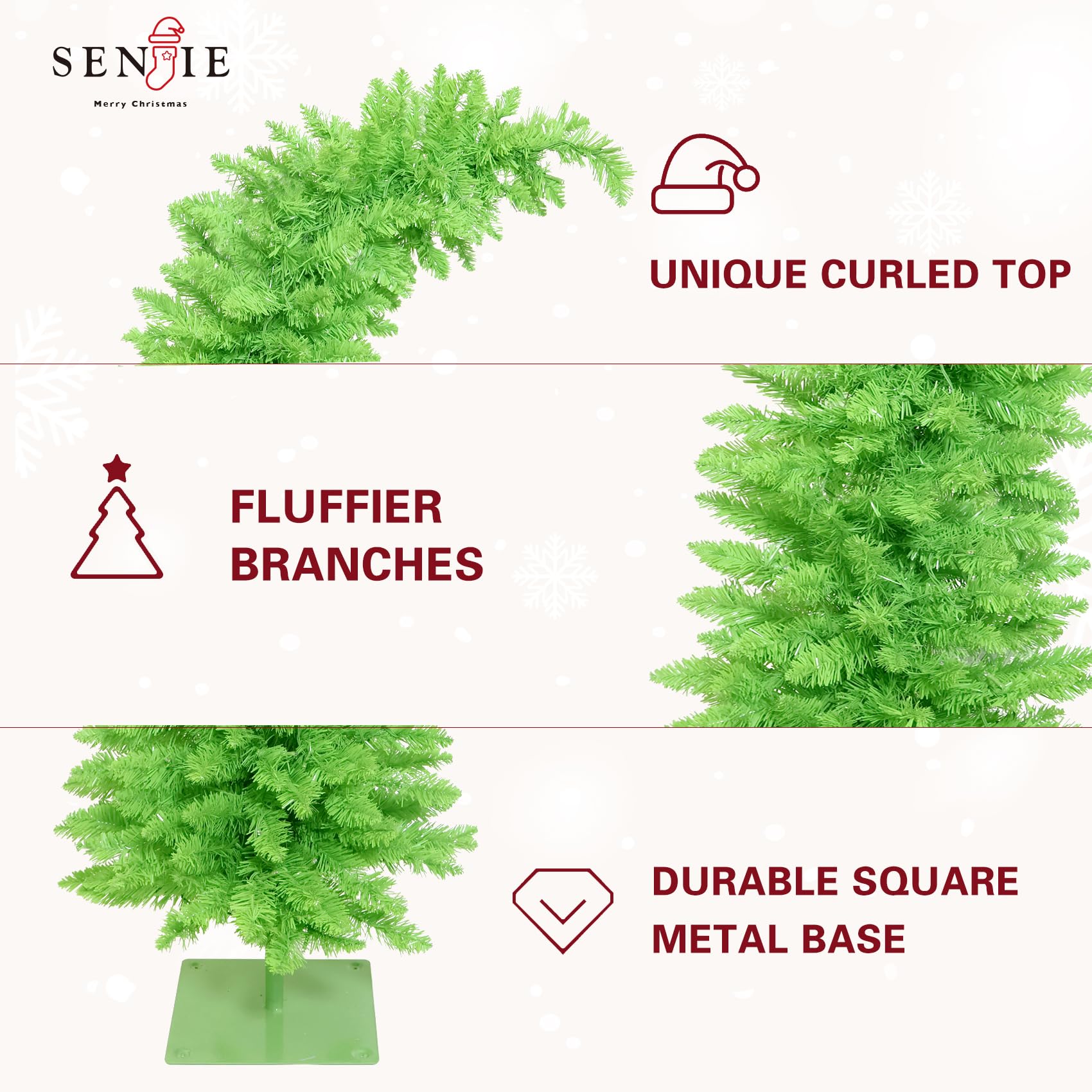 Small Christmas Tree Artificial Tabletop Whimsical Xmas Tree for Outdoor & Indoor Use 2FT