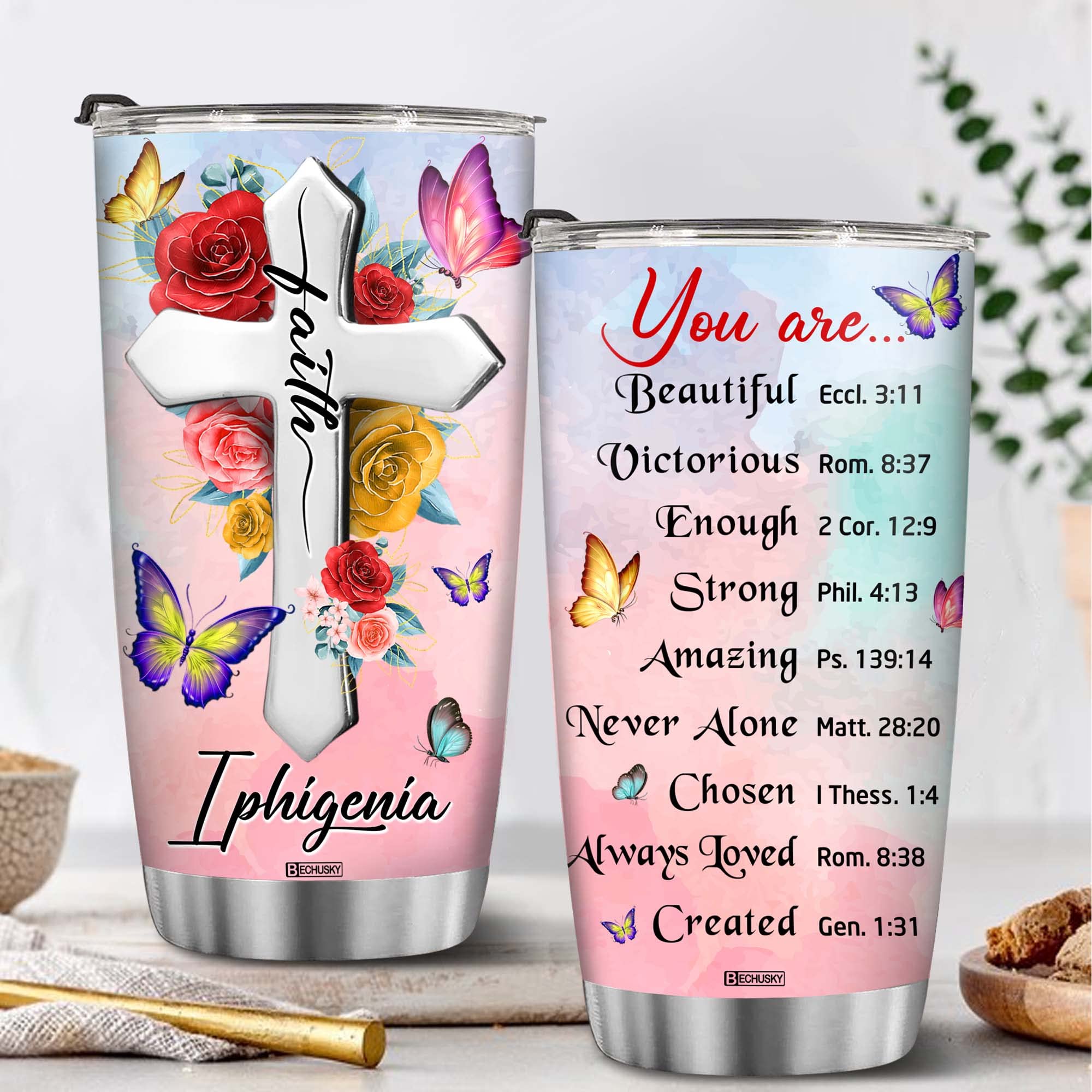Bechusky Personalized Christian Tumbler Gifts For Women Christian Gifts For Women - Birthday Gifts For Women - Friend Gifts For