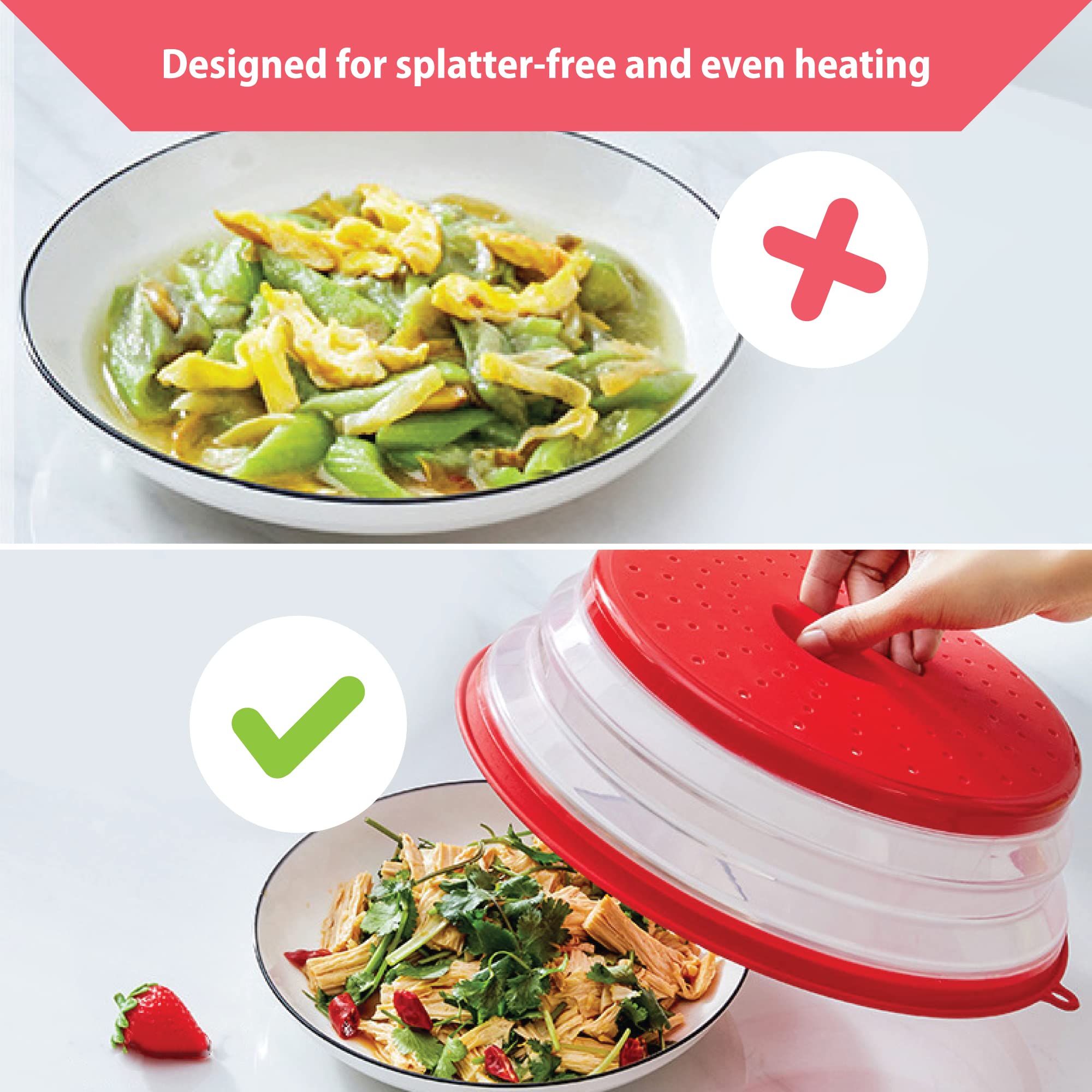 Gadgetime Usa Collapsible Microwave Cover - Ventilated - Perfect To Use As Food Washing Bowl, Fruit Container & More - Splatter