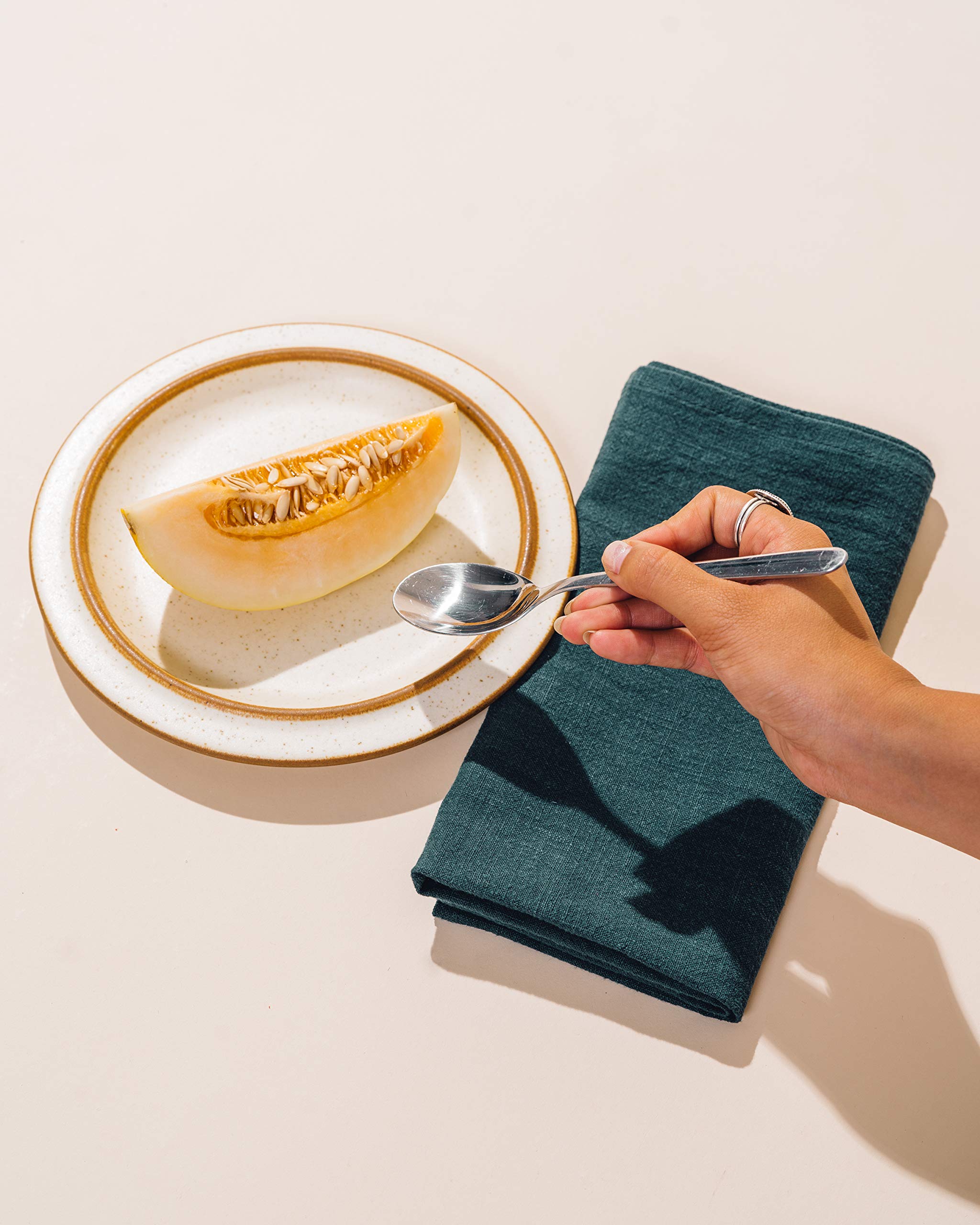 Caldo Linen Dinner Napkins - Rustic- Soft And Durable Cloth - Washable And Reusable- 4 Pack - 20X20 Inch (Spruce)