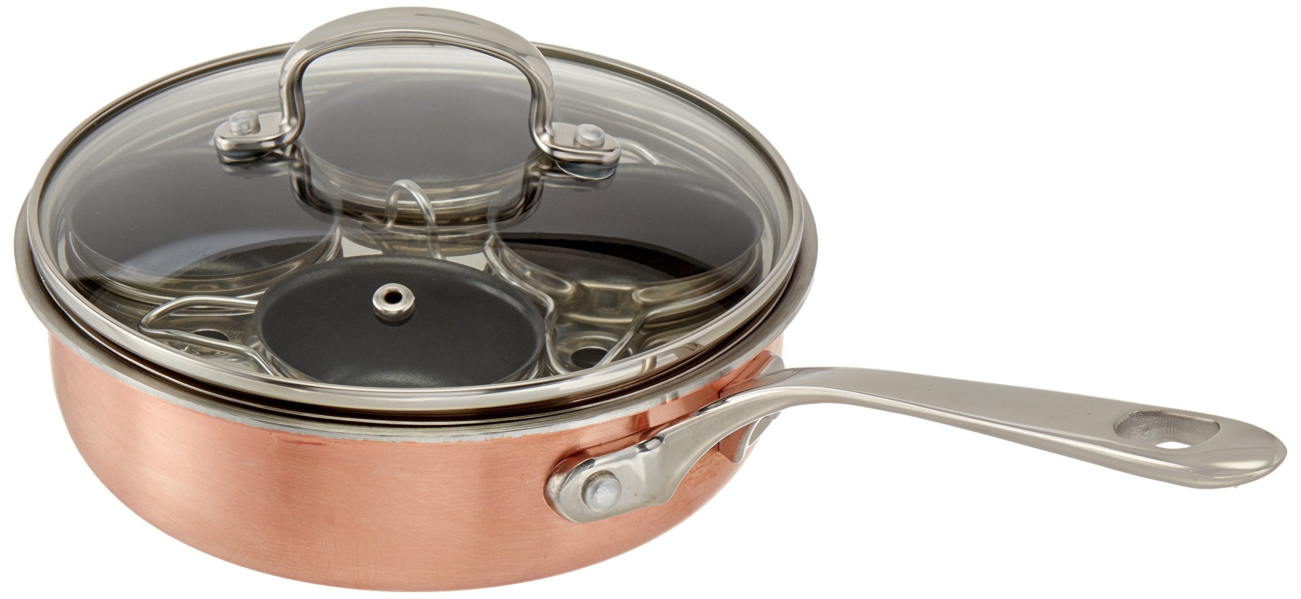 4 Cup Stainless Steel Tri-Ply Professional Egg Poacher W/Nonstick Egg Cups For Perfectly Poached Eggs Brunch And Breakfast