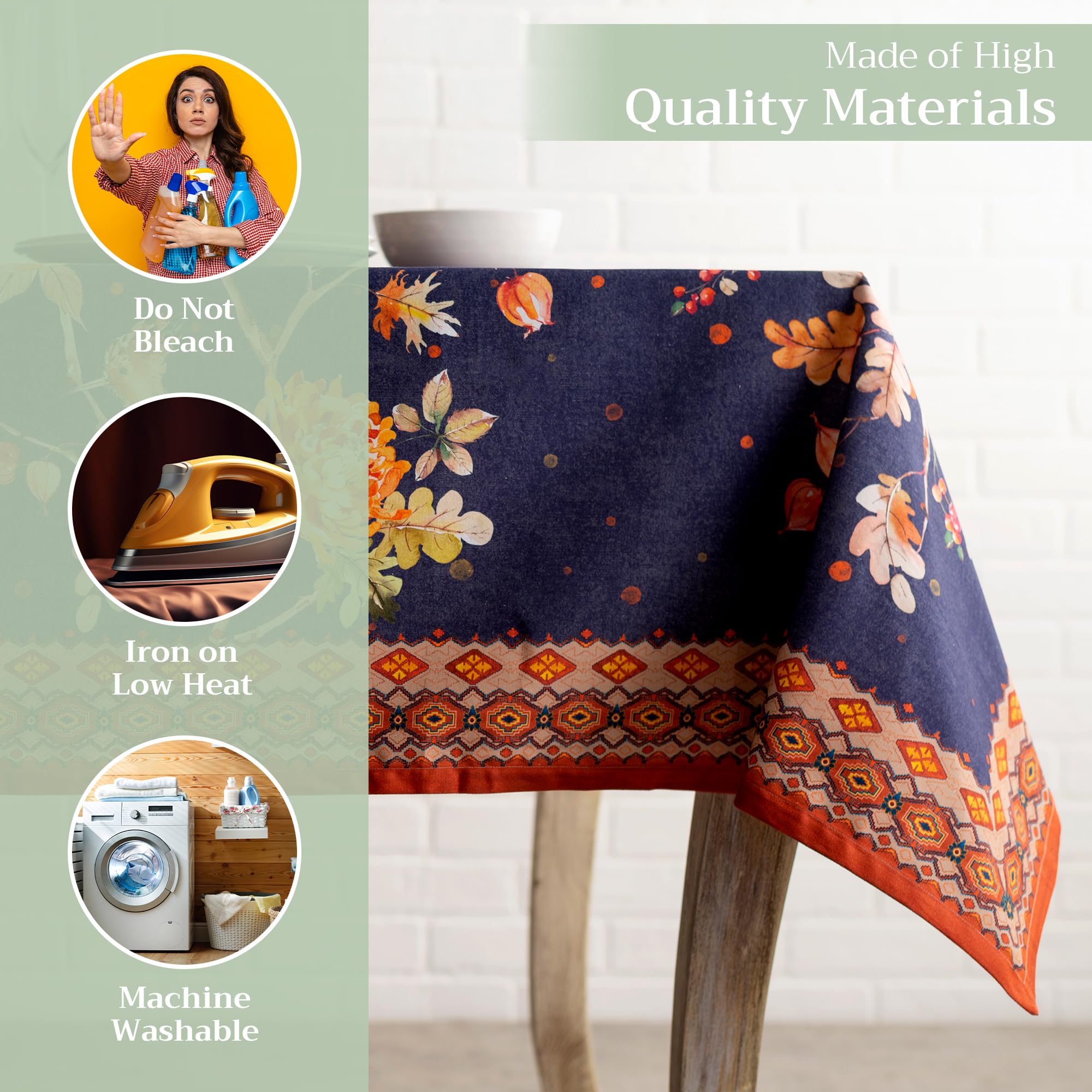 Maison D' Hermine 100% Cotton Table Cover - 54''X72'' Rectangle Decorative Tablecloth - Washable Tablecloths For Dining, Home &